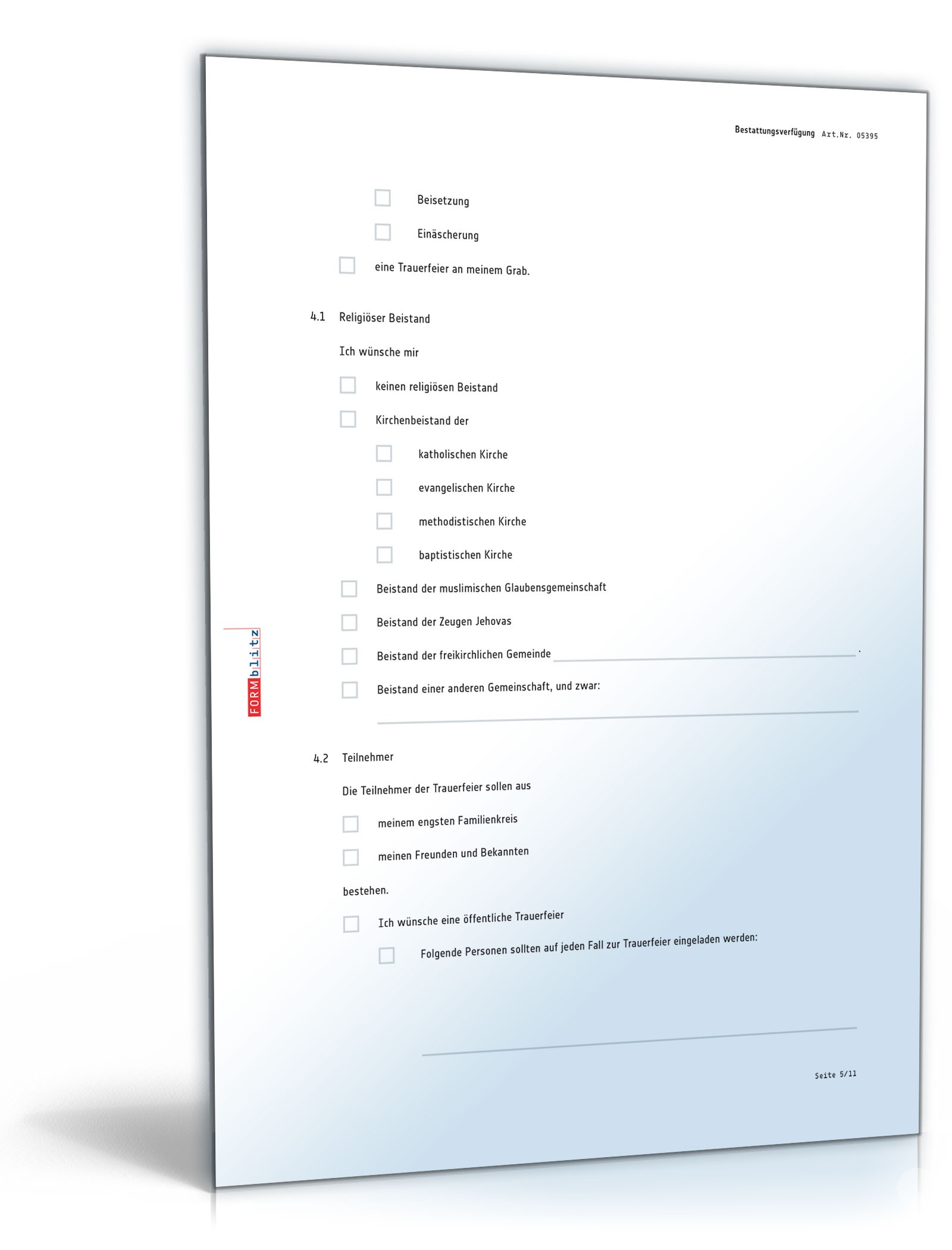 Bestattungsverfügung PDF. Seite: 5