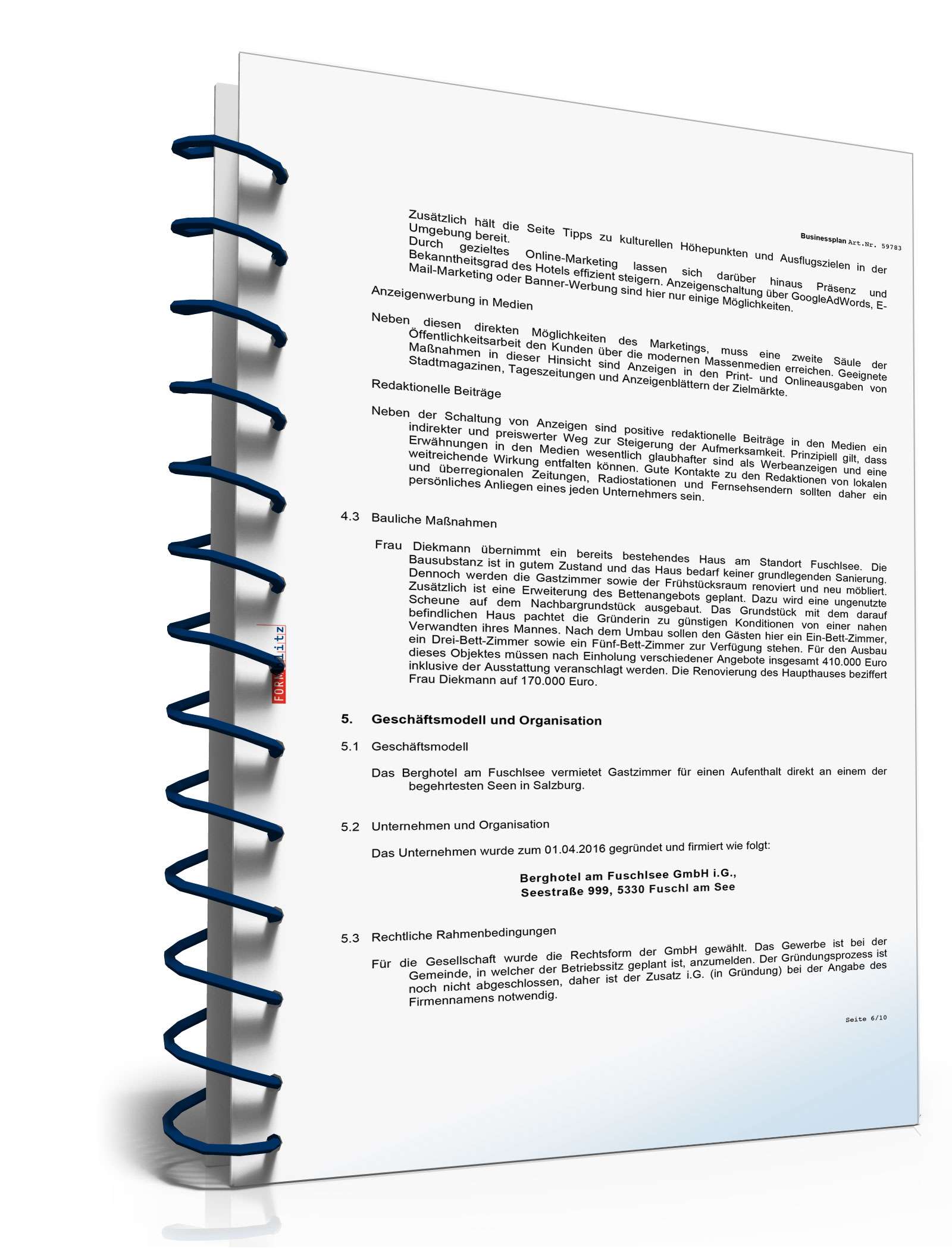 Businessplan für ein Hotel Excel. Seite: 7