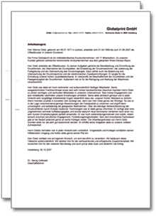 Dienstzeugnis-Paket (Drucker/in) Excel