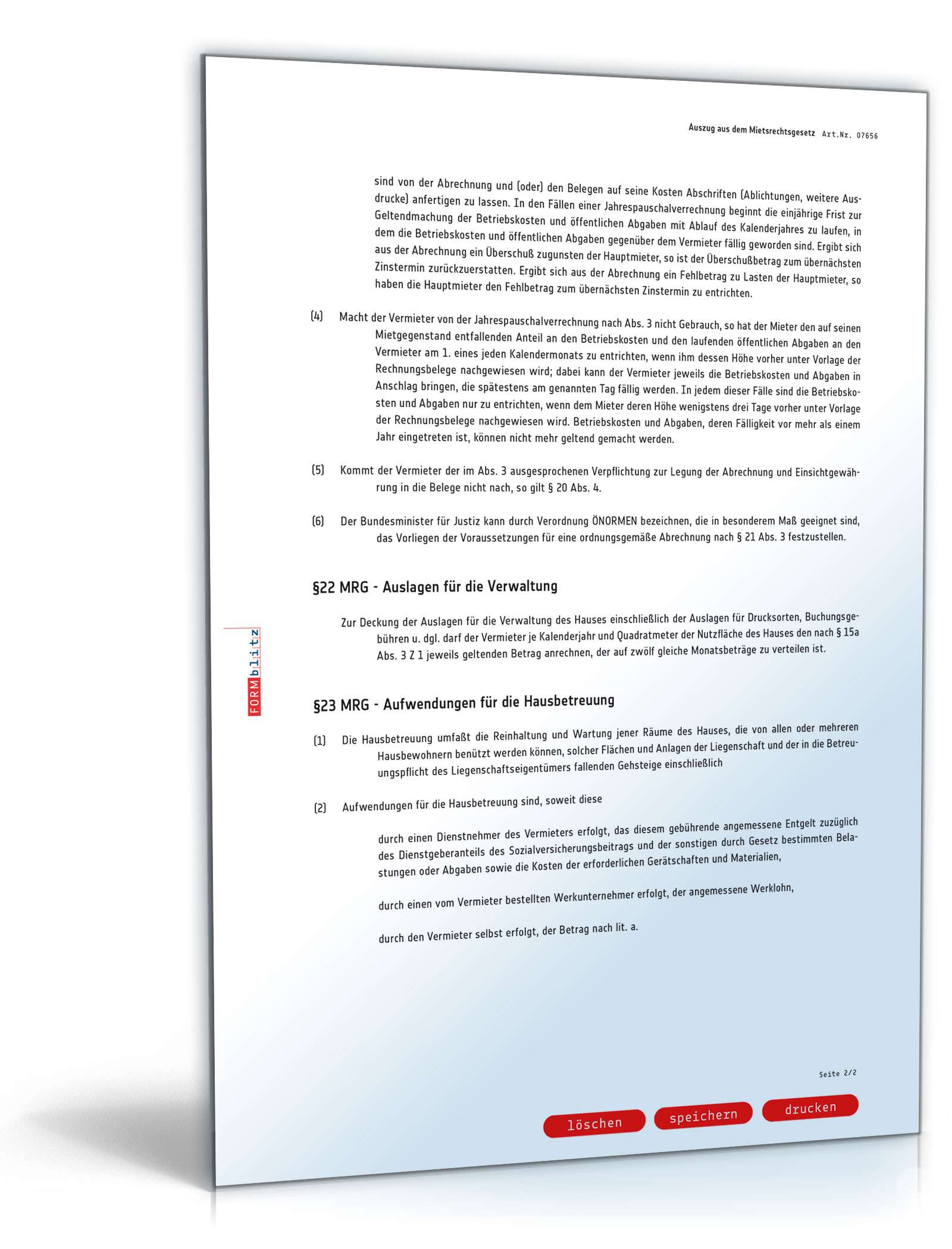 Auszug aus dem Mietrechtsgesetz / Betriebskosten PDF. Seite: 2