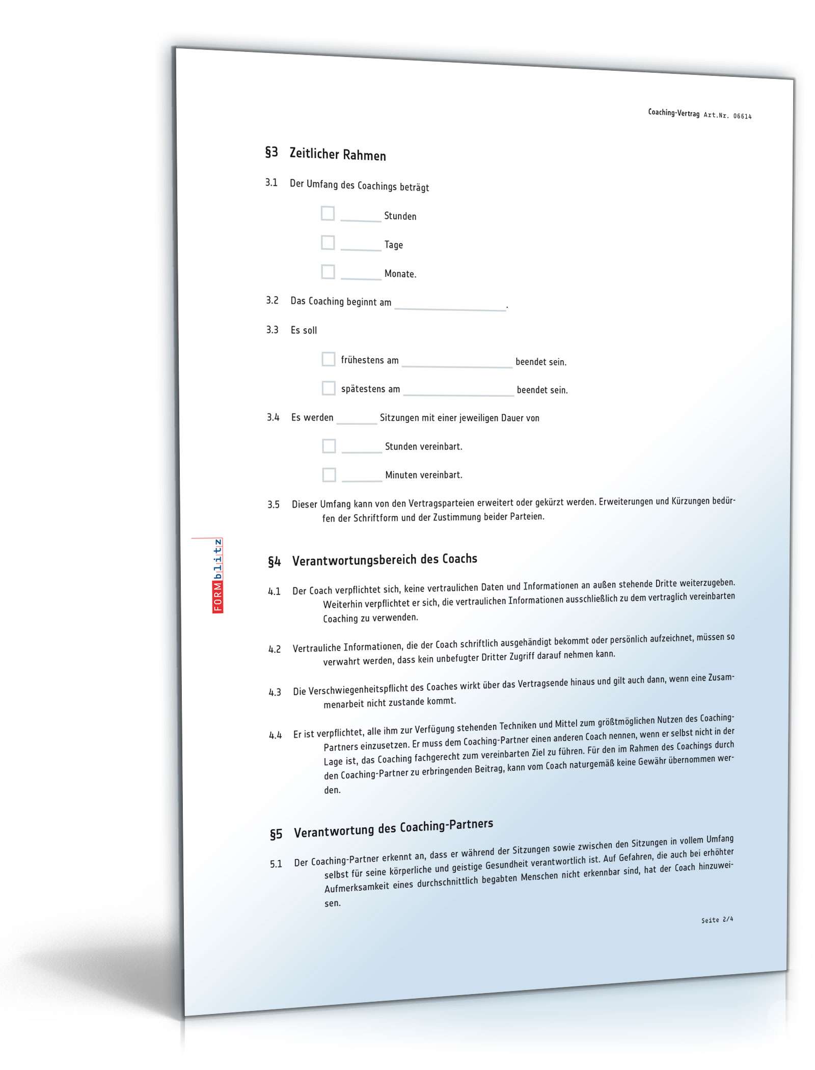 Coachingvertrag PDF. Seite: 2