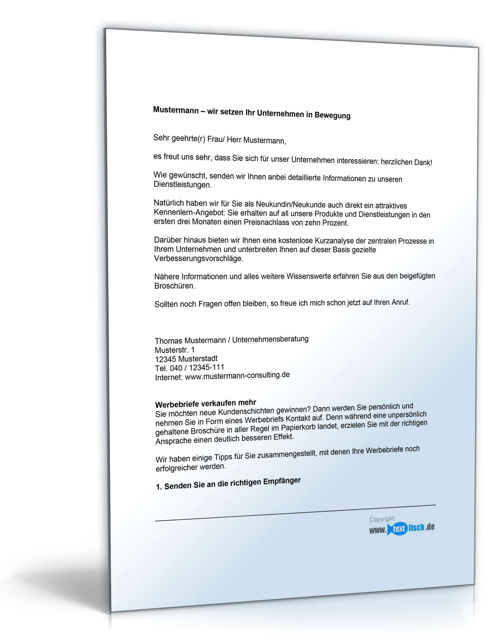 Werbebrief für eine Unternehmensberatung