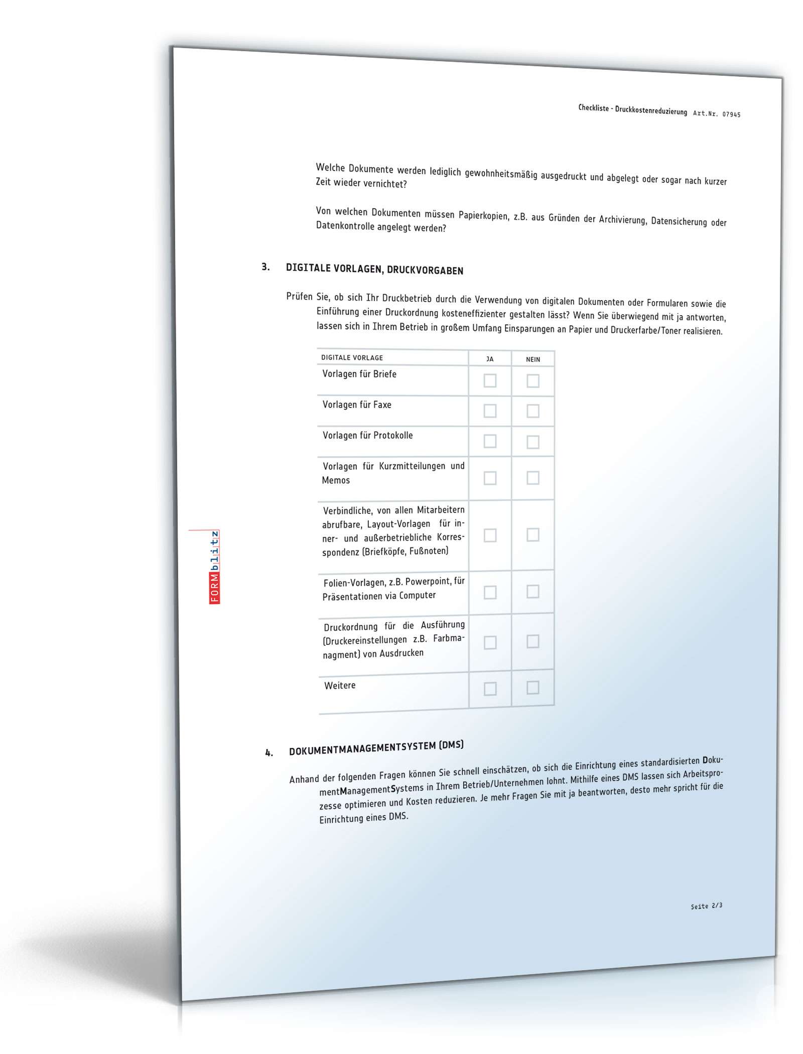 Checkliste - Kostenreduktion im Druckbereich PDF. Seite: 2