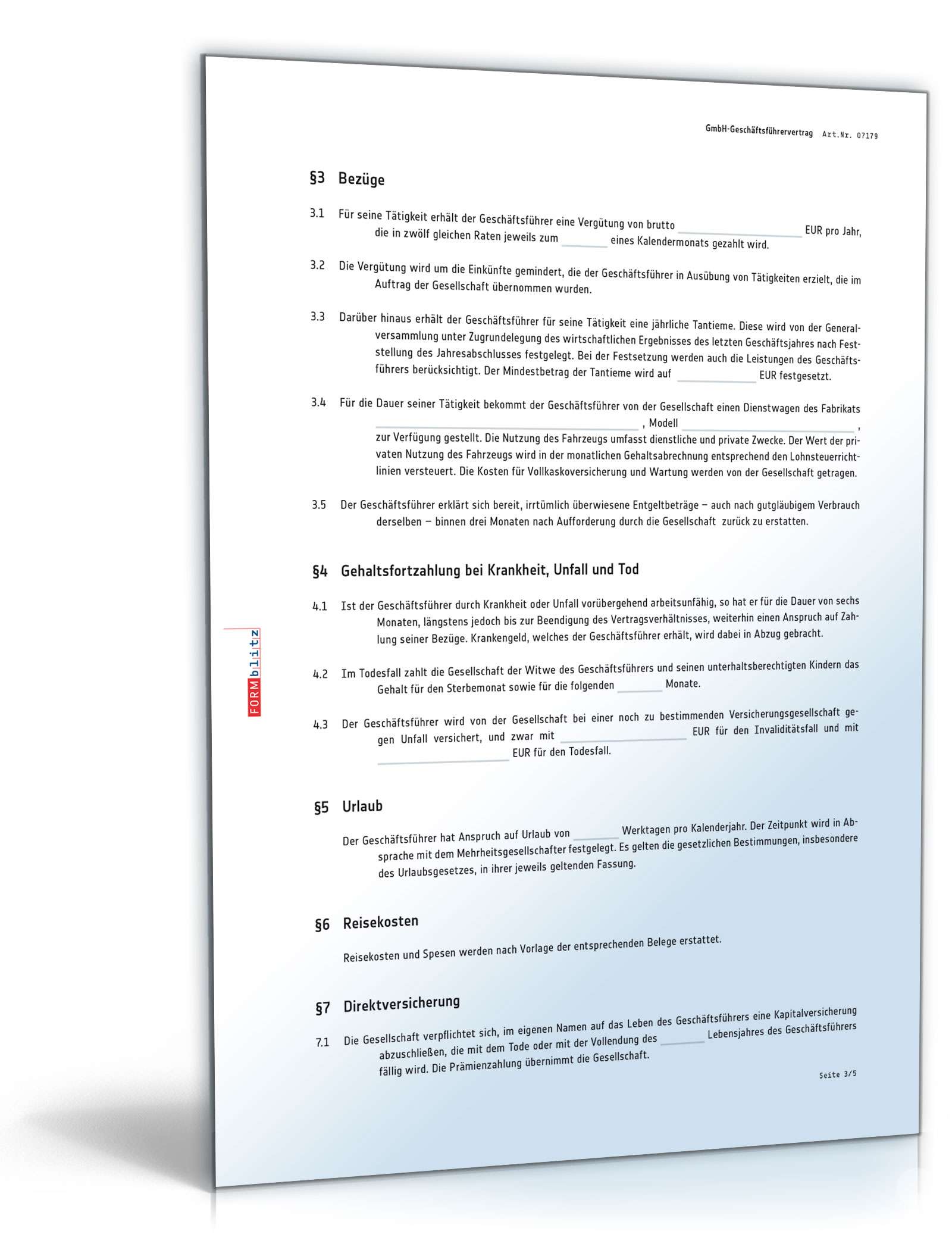 GmbH-Geschäftsführervertrag PDF. Seite: 3