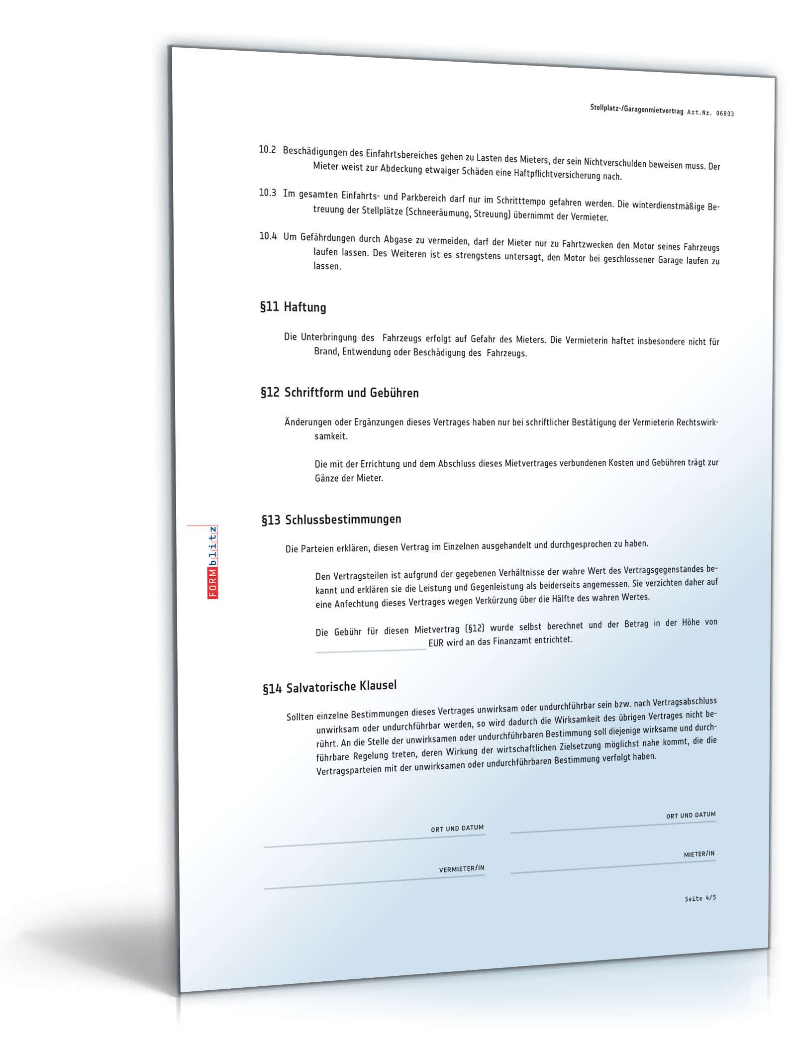 Garagenmietvertrag PDF. Seite: 4