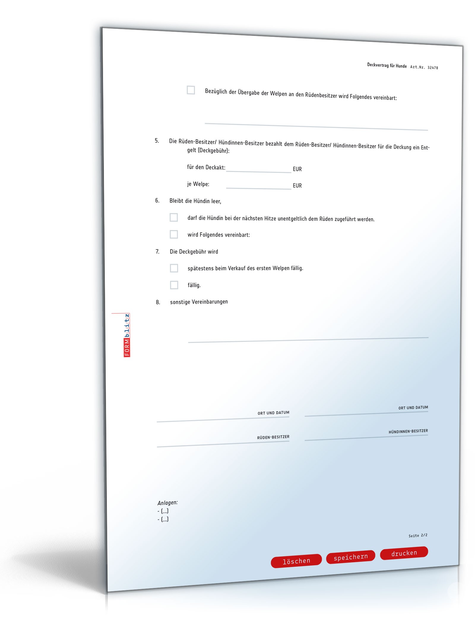 Deckvertrag für Hunde PDF. Seite: 2