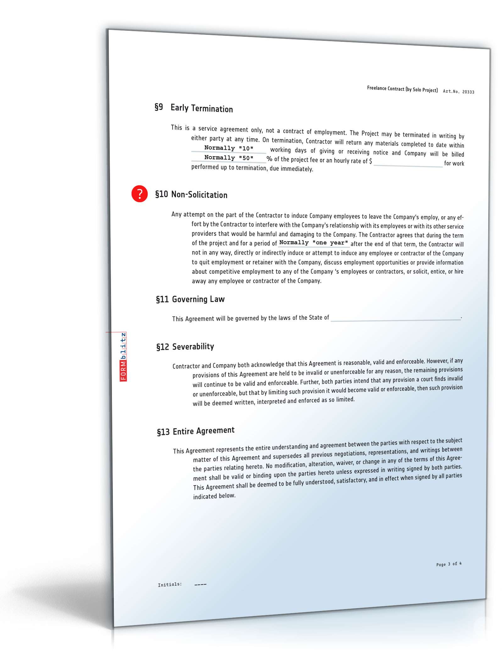 Freier Dienstvertrag auf Englisch PDF. Seite: 3