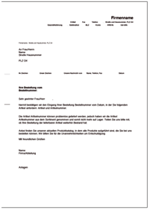 Entschuldigungsschreiben für Lieferunfähigkeit Word