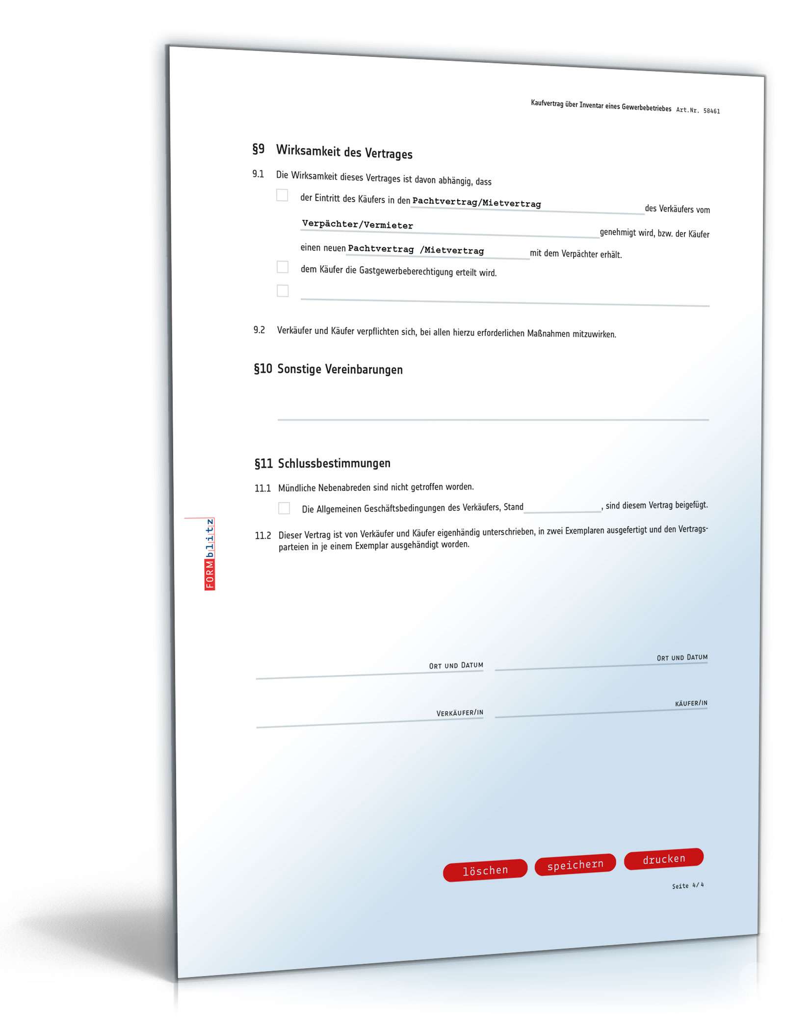 Kaufvertrag über Inventar eines Gewerbebetriebes PDF. Seite: 4