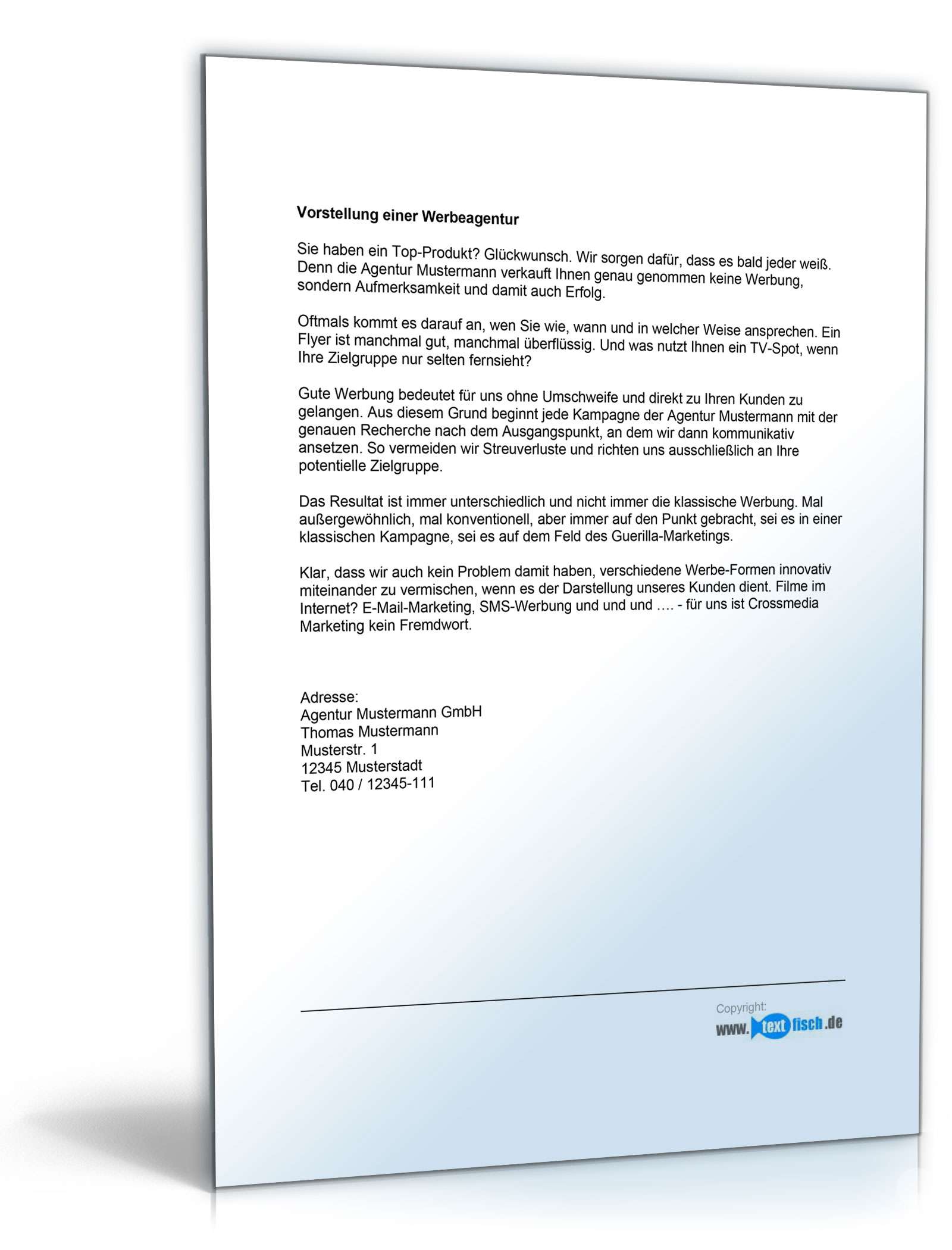 Werbetext für eine Werbeagentur