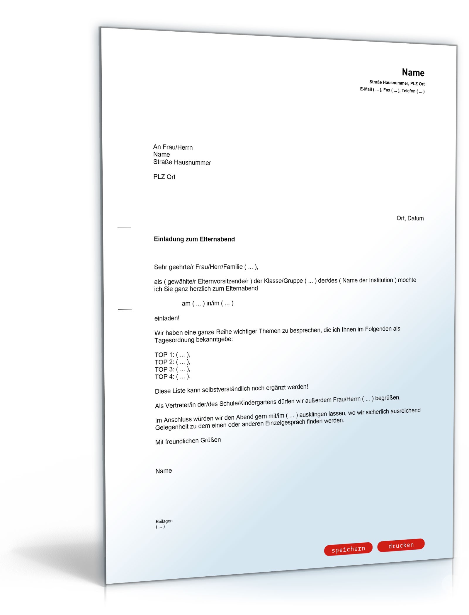 Einladung zum Elternabend PDF