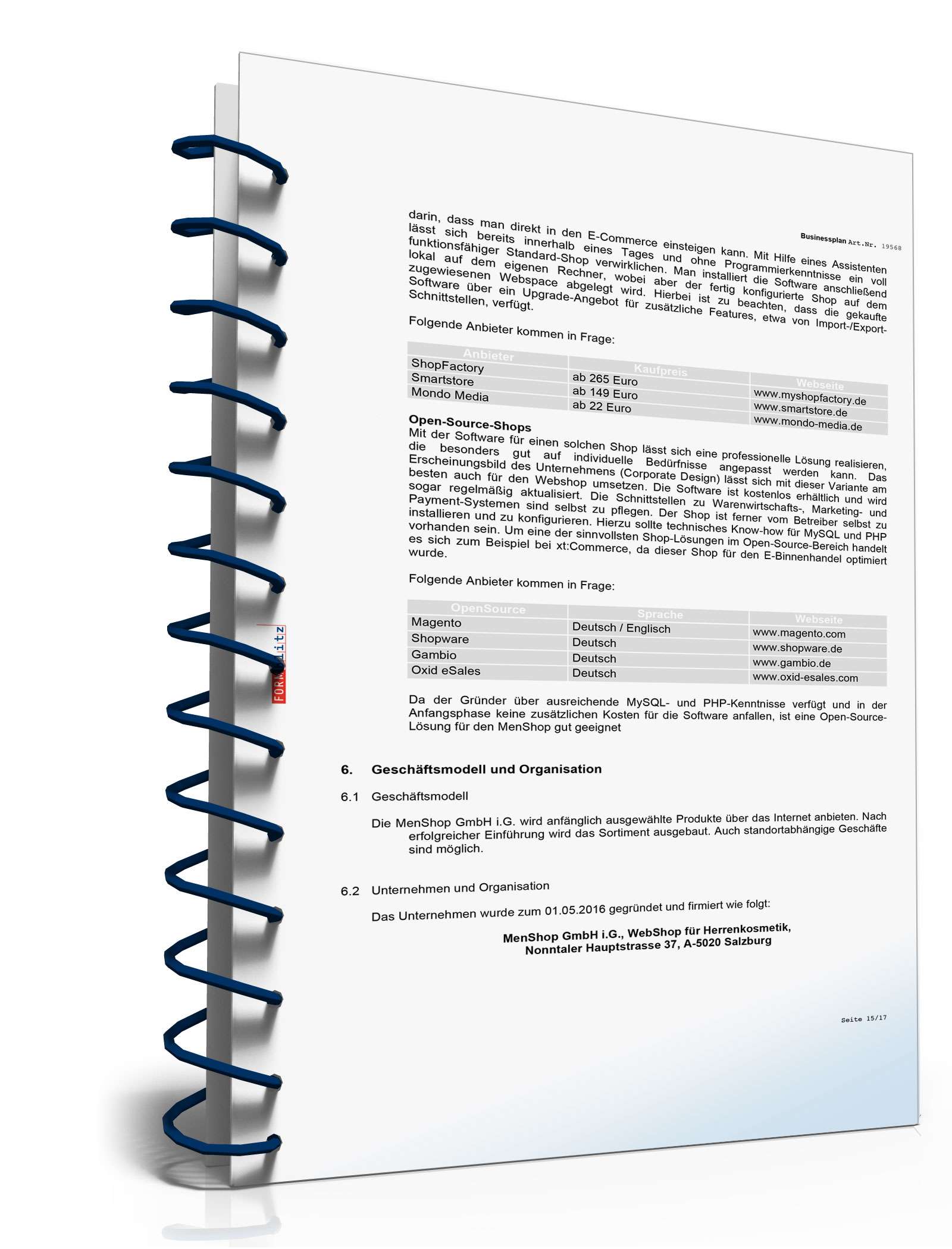 Businessplan für einen Online-Shop Excel. Seite: 13