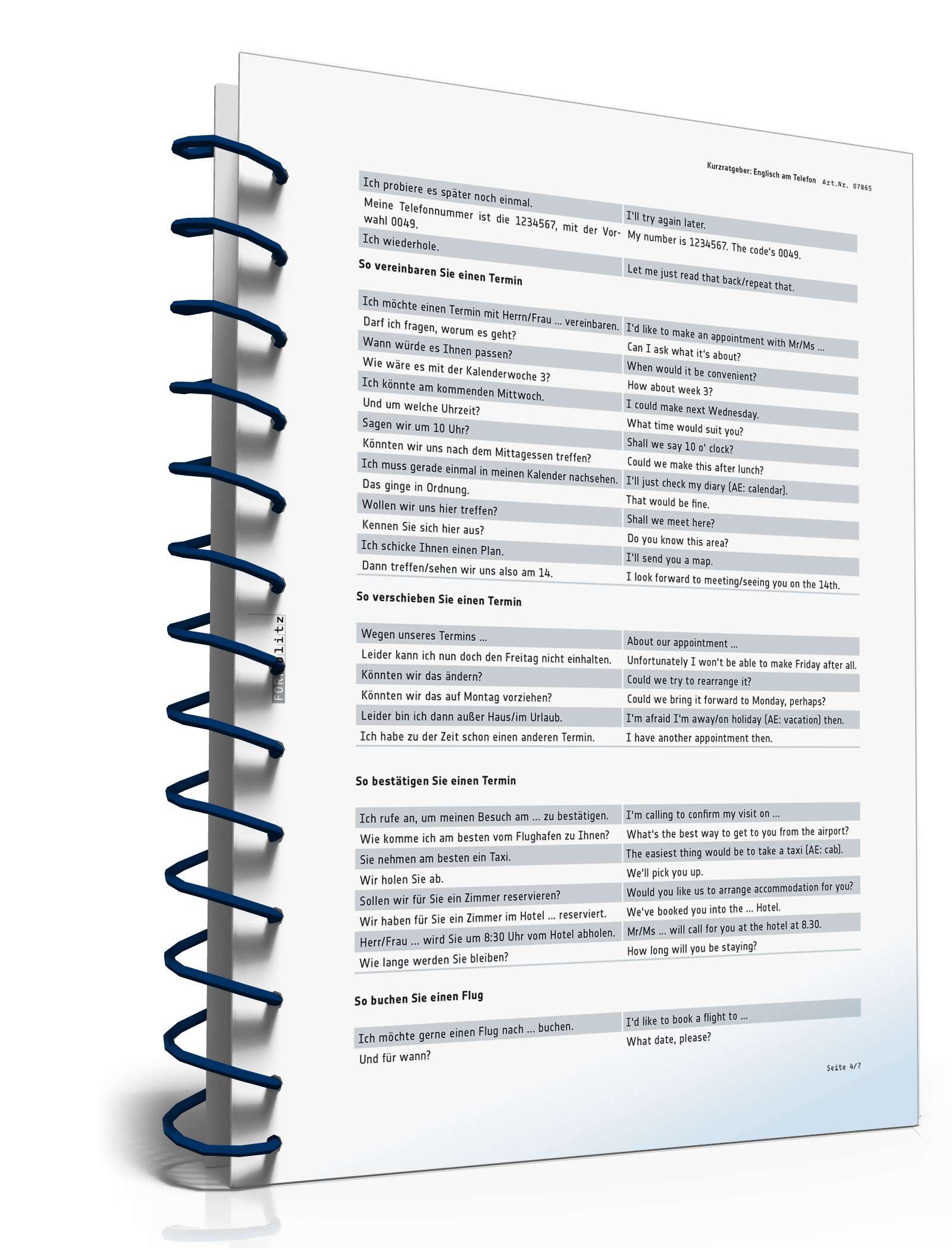 Englisch-Spickzettel fürs Telefon PDF. Seite: 5