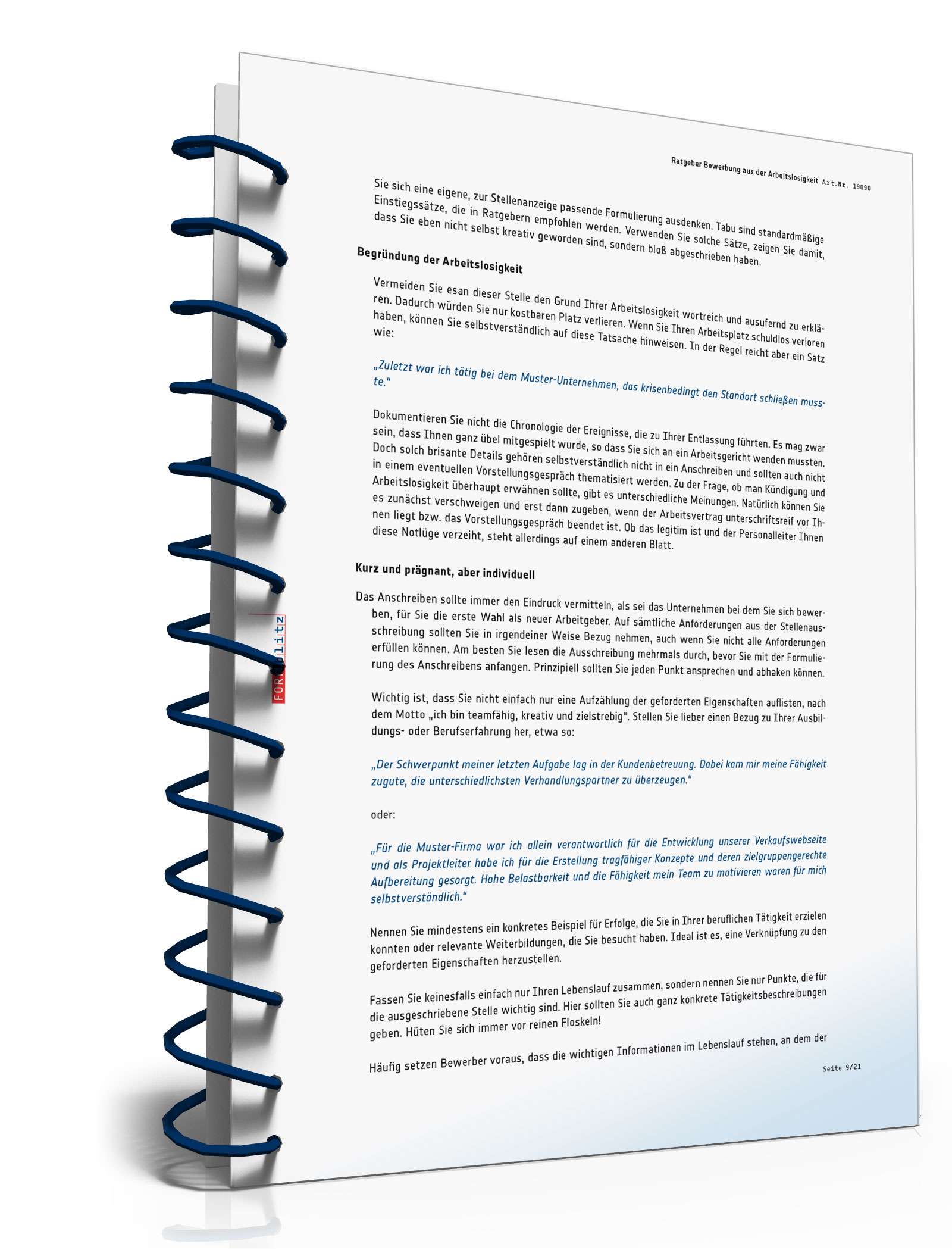 Ratgeber Bewerbung aus der Arbeitslosigkeit PDF. Seite: 10