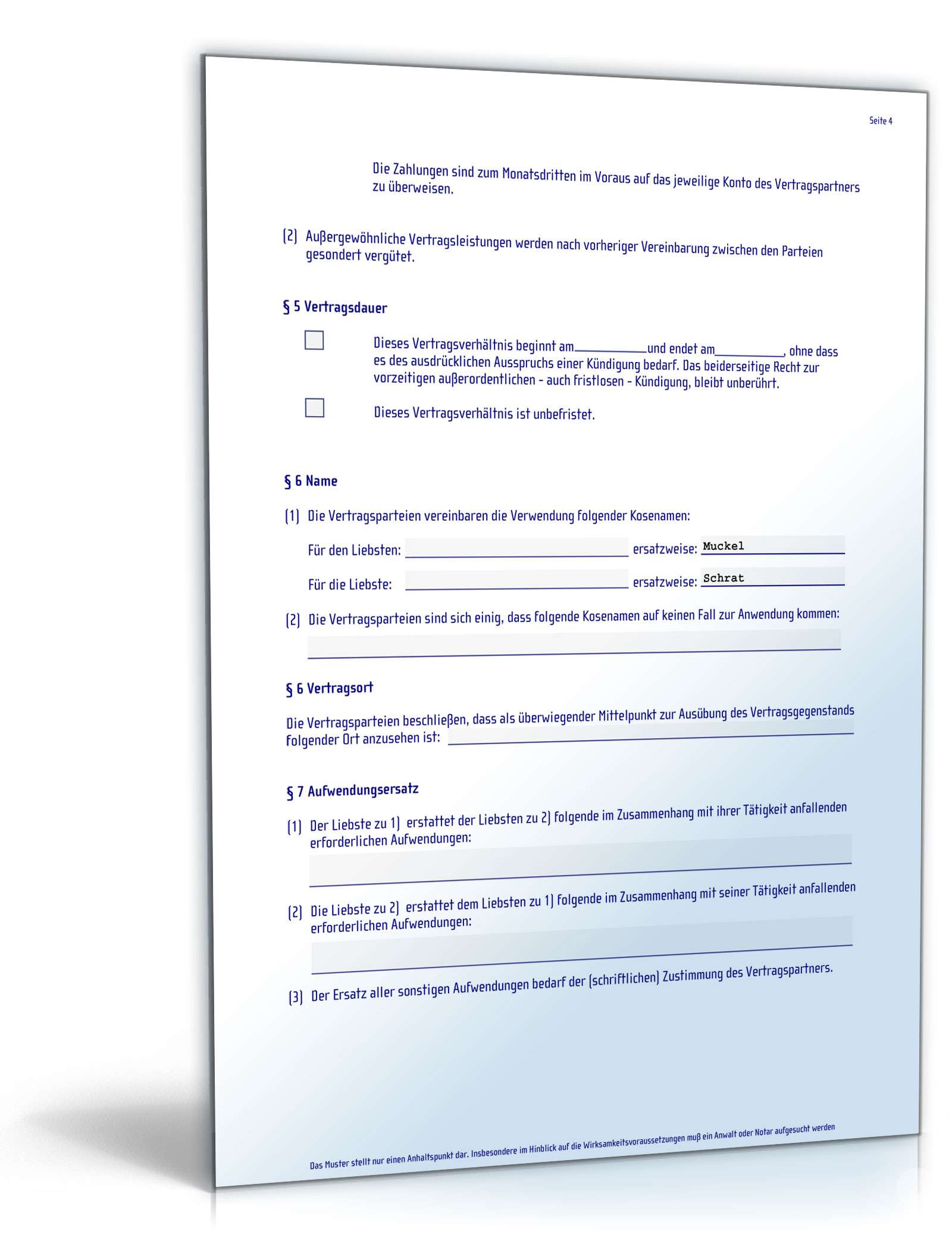 Liebesvertrag PDF. Seite: 4