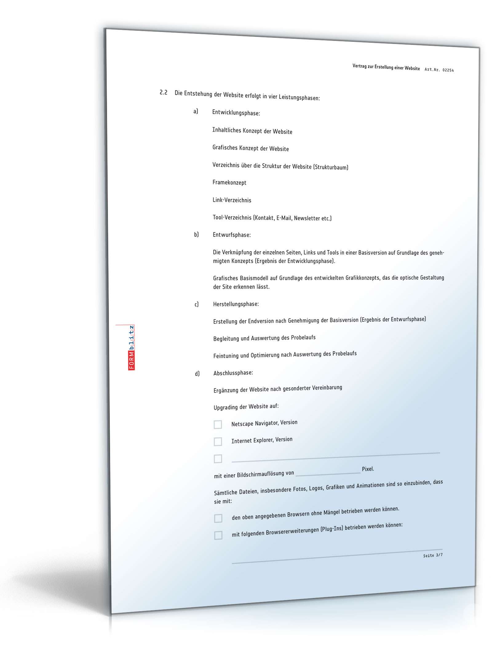 Website-Erstellungsvertrag PDF. Seite: 3