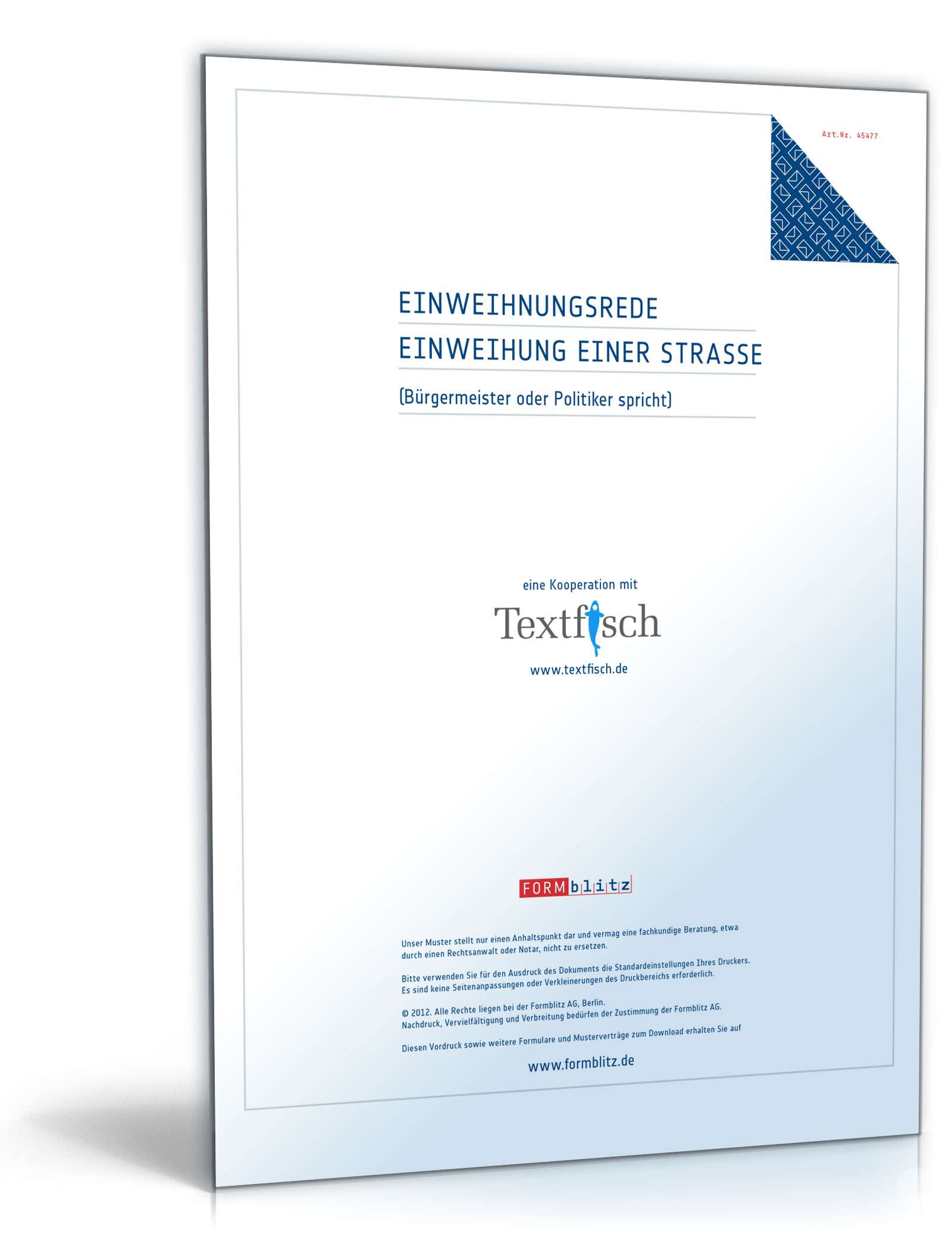 Einweihungsrede - Einweihung einer Straße  PDF