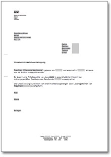 Unbedenklichkeitsbescheinigung über Berufsausübung Word