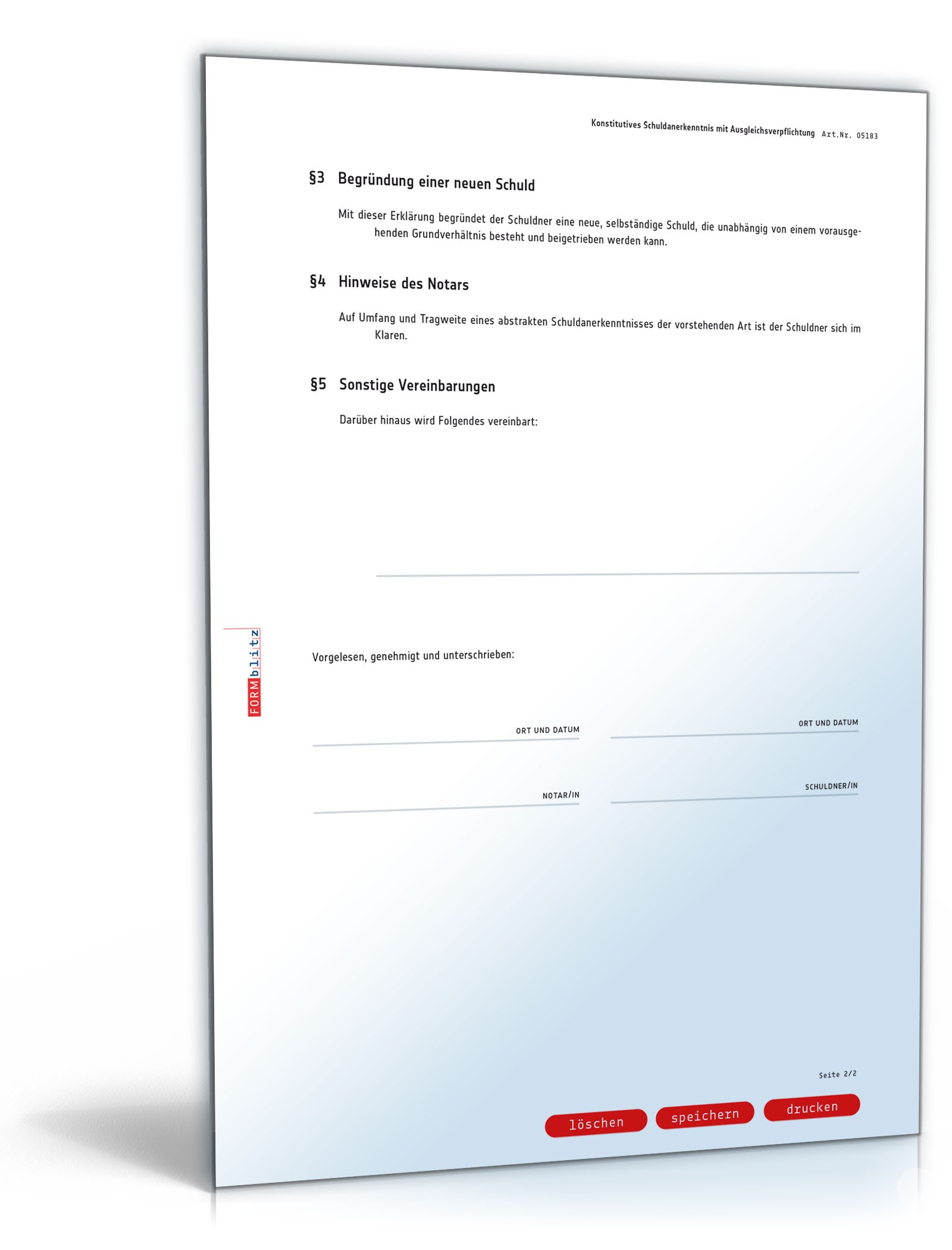 Konstitutives Schuldanerkenntnis mit Ausgleichsverpflichtung PDF. Seite: 2