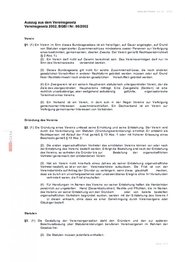 Statut des Vereins Word. Seite: 4