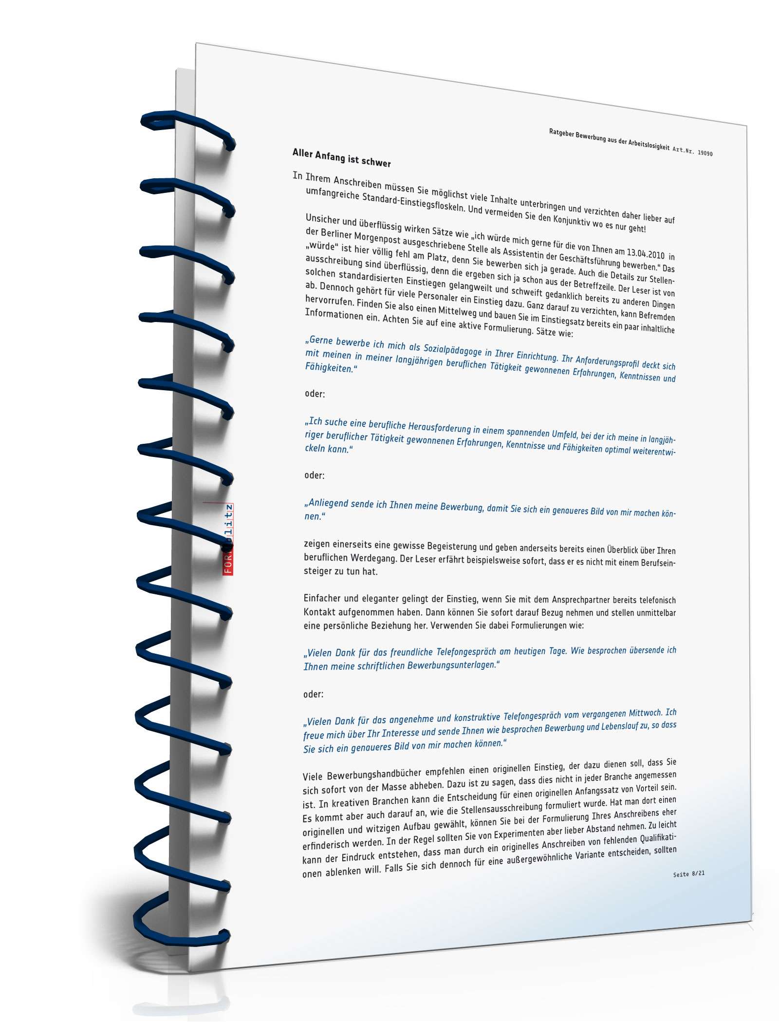 Ratgeber Bewerbung aus der Arbeitslosigkeit PDF. Seite: 9