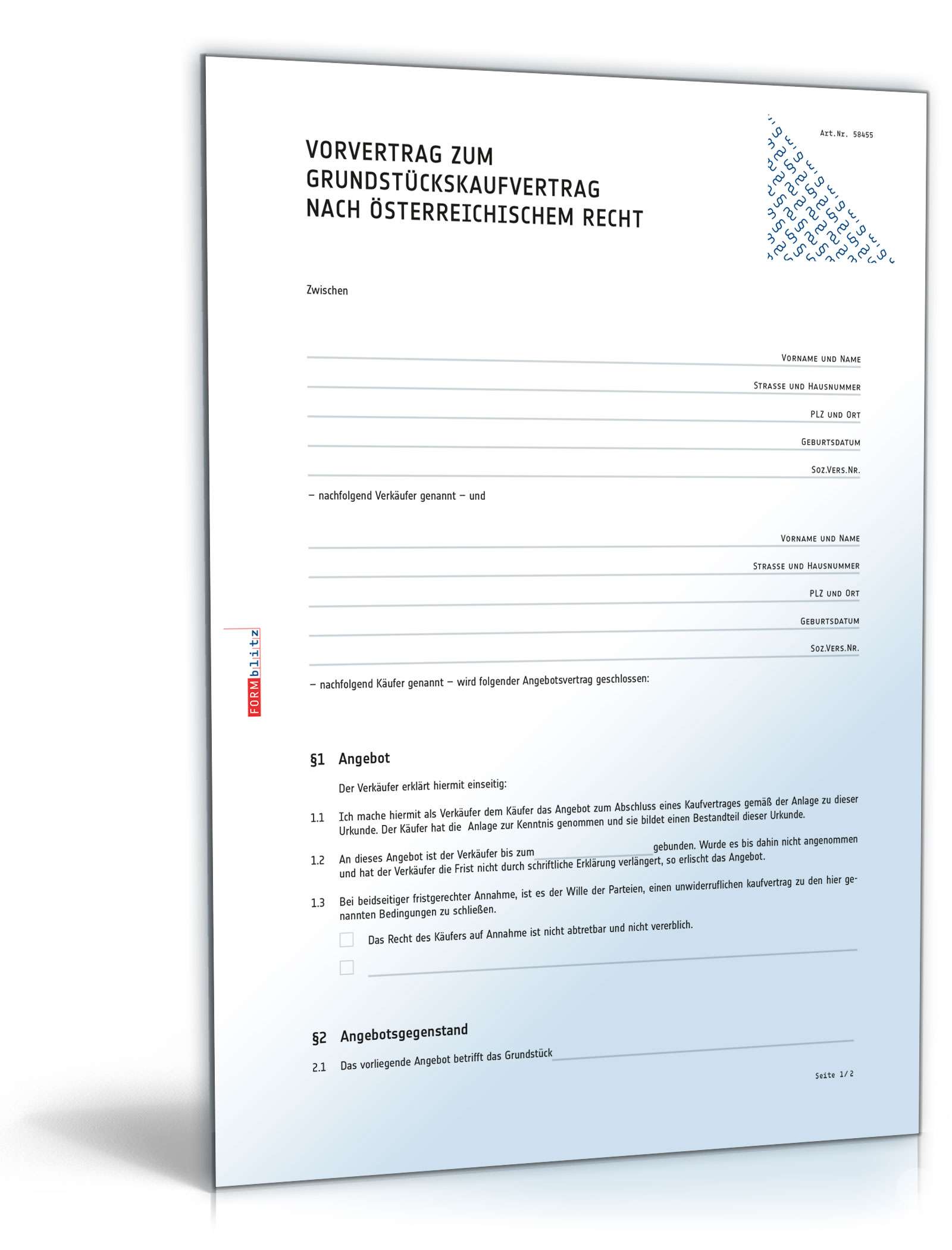 Vorvertrag zum Grundstückskaufvertrag Vorvertrag zum Grundstückskaufvertrag Word