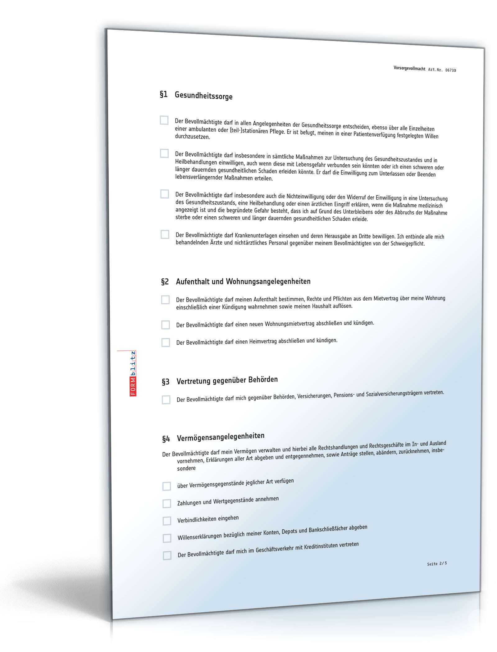 Vorsorgevollmacht PDF. Seite: 2