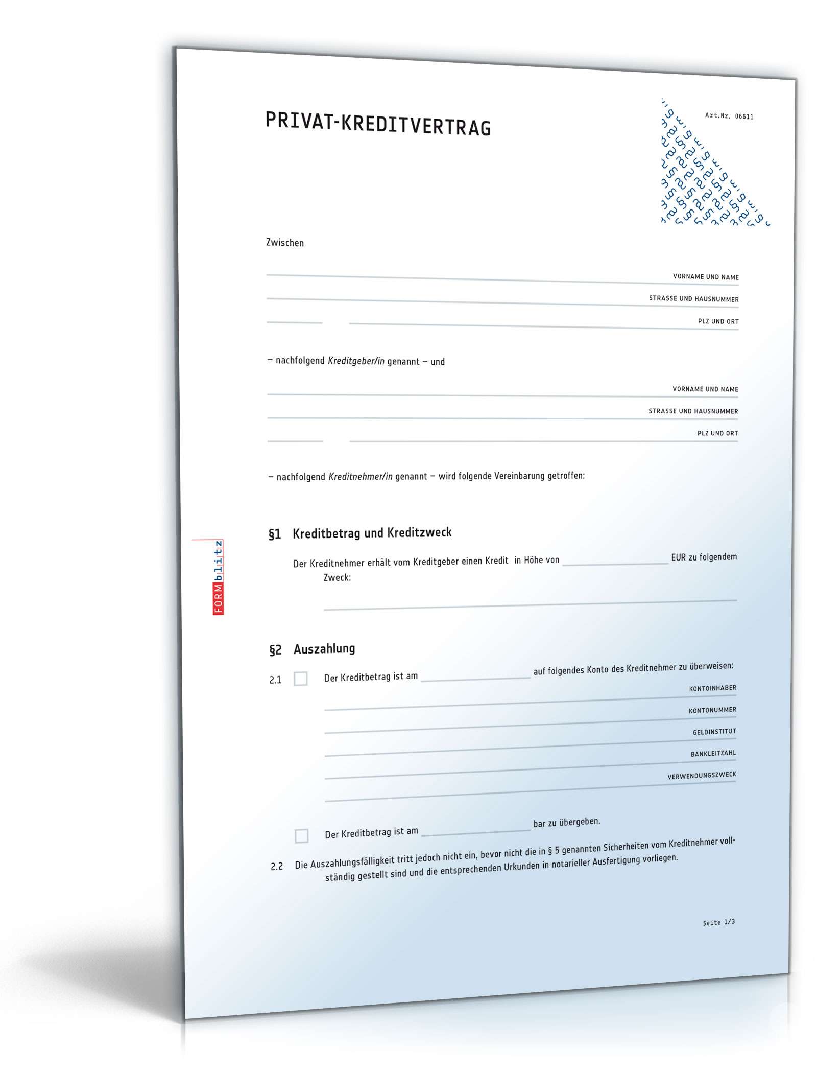 Privat-Kreditvertrag PDF