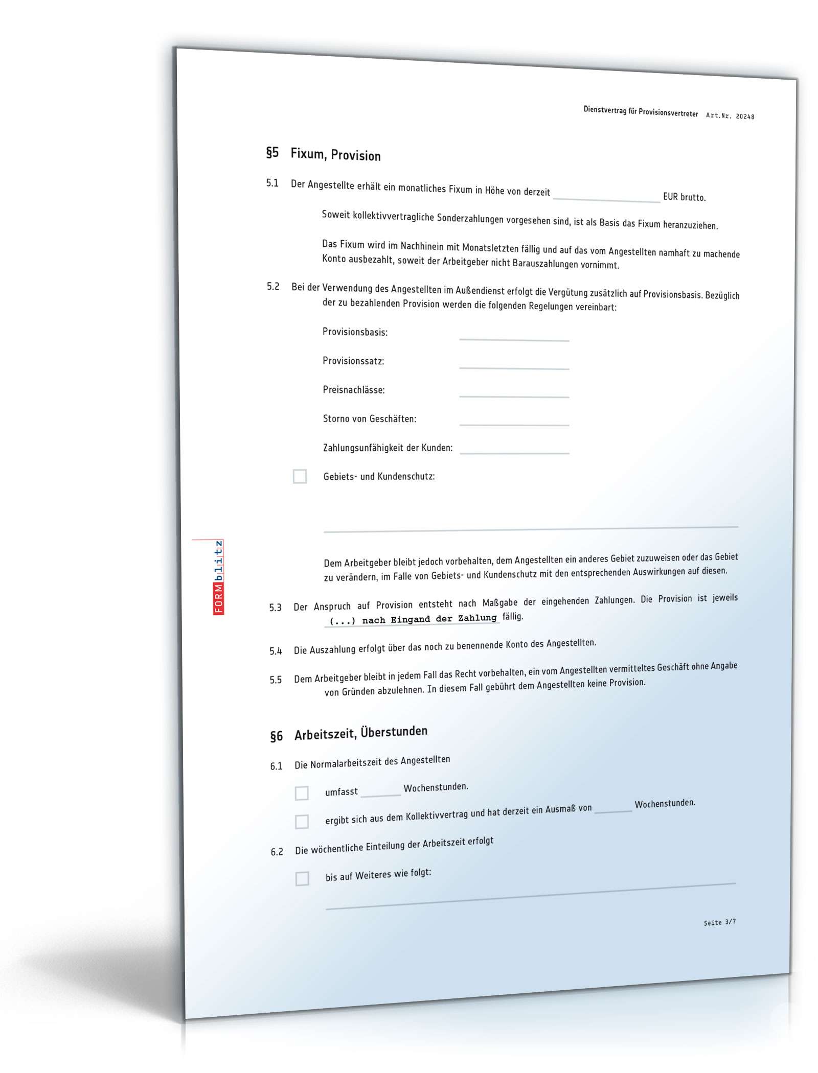 Dienstvertrag für Provisionsvertreter PDF. Seite: 3