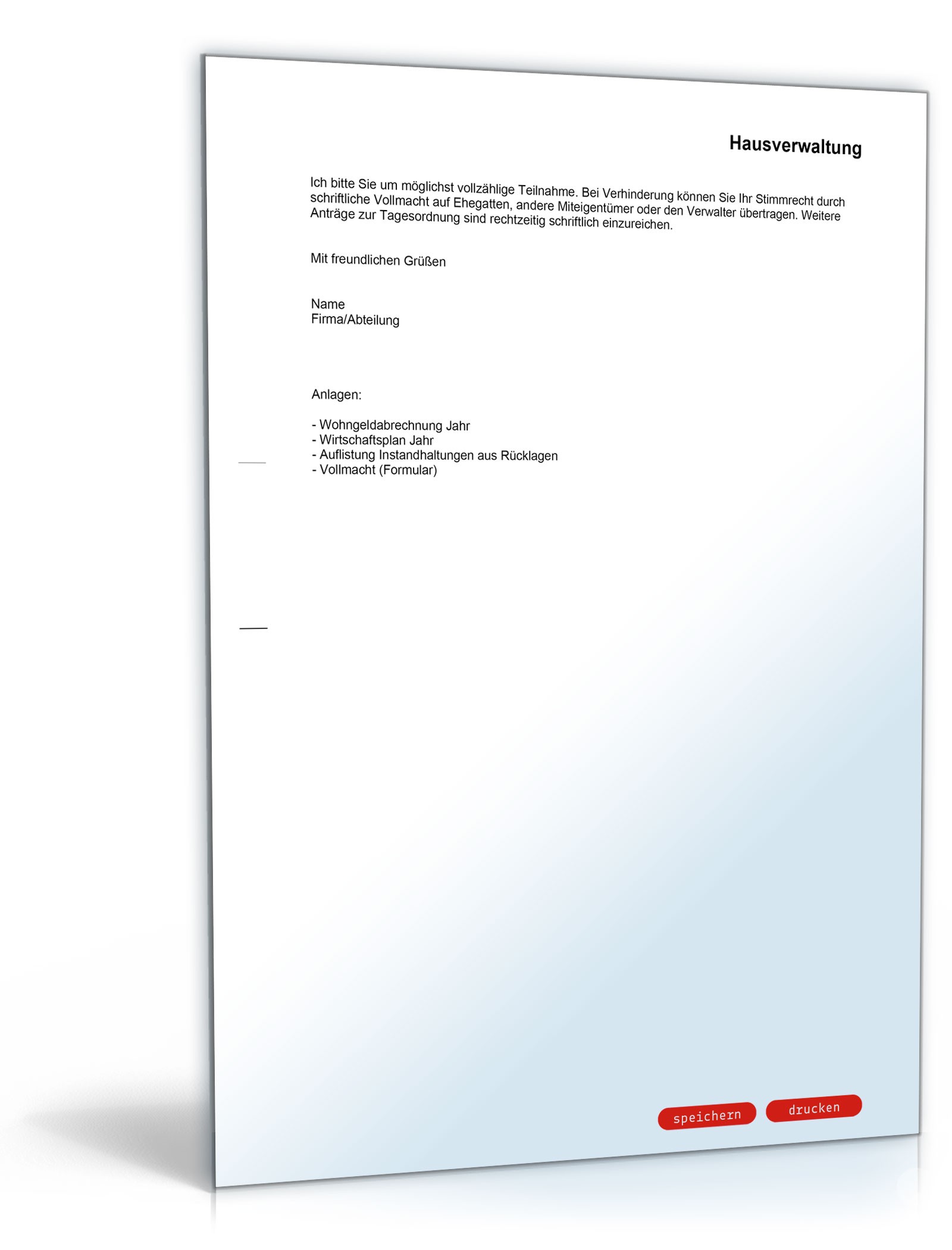 Einladung zu einer Eigentümerversammlung PDF. Seite: 2