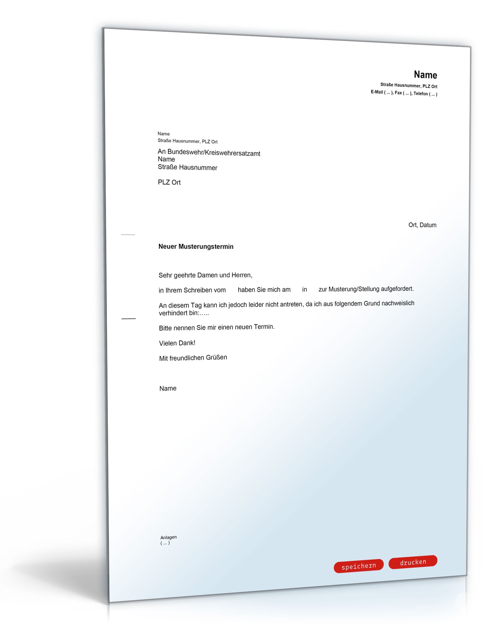 Antrag auf Verschiebung der Musterung/ Stellung PDF