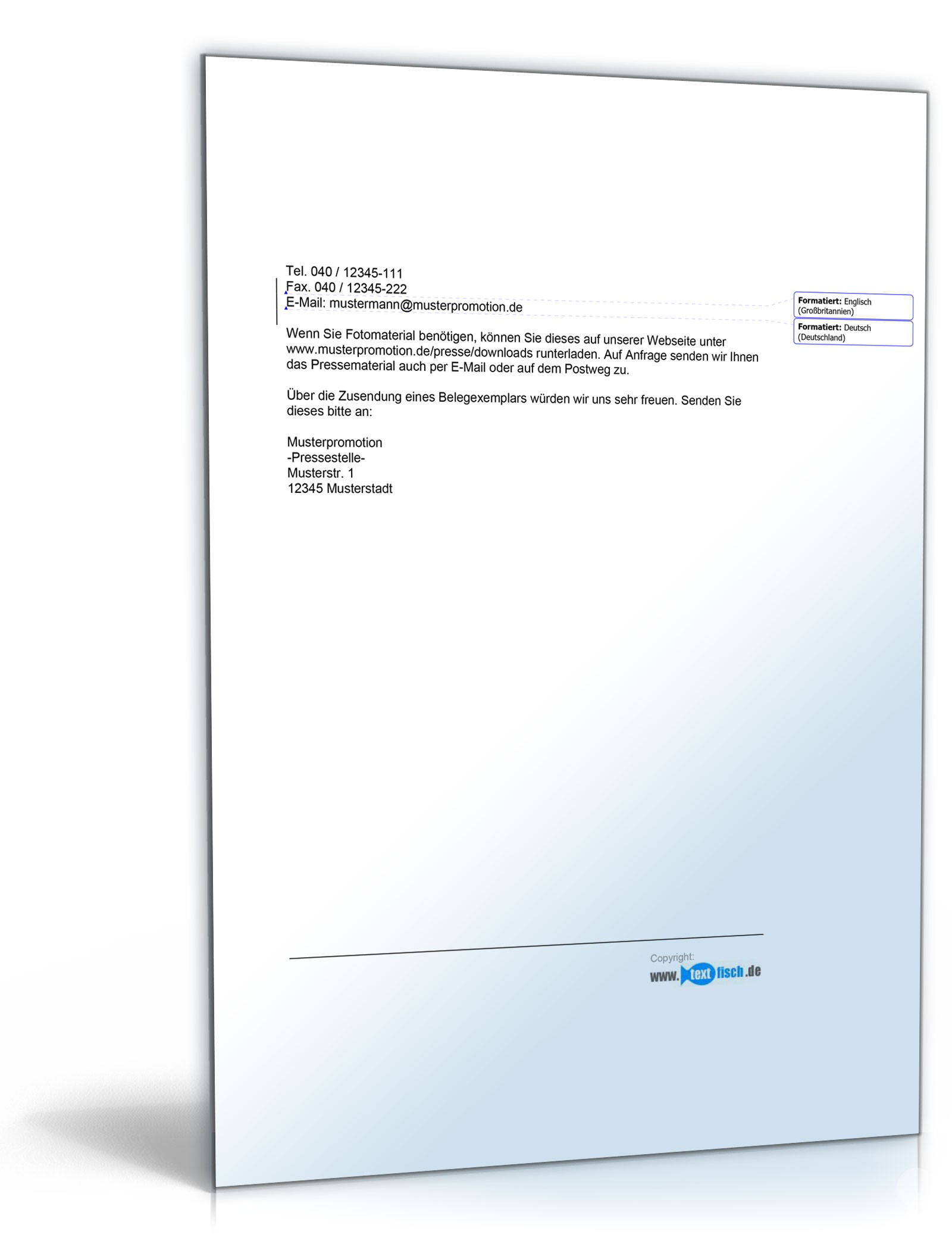 Pressemitteilung zur Ankündigung eines Konzerts PDF. Seite: 2