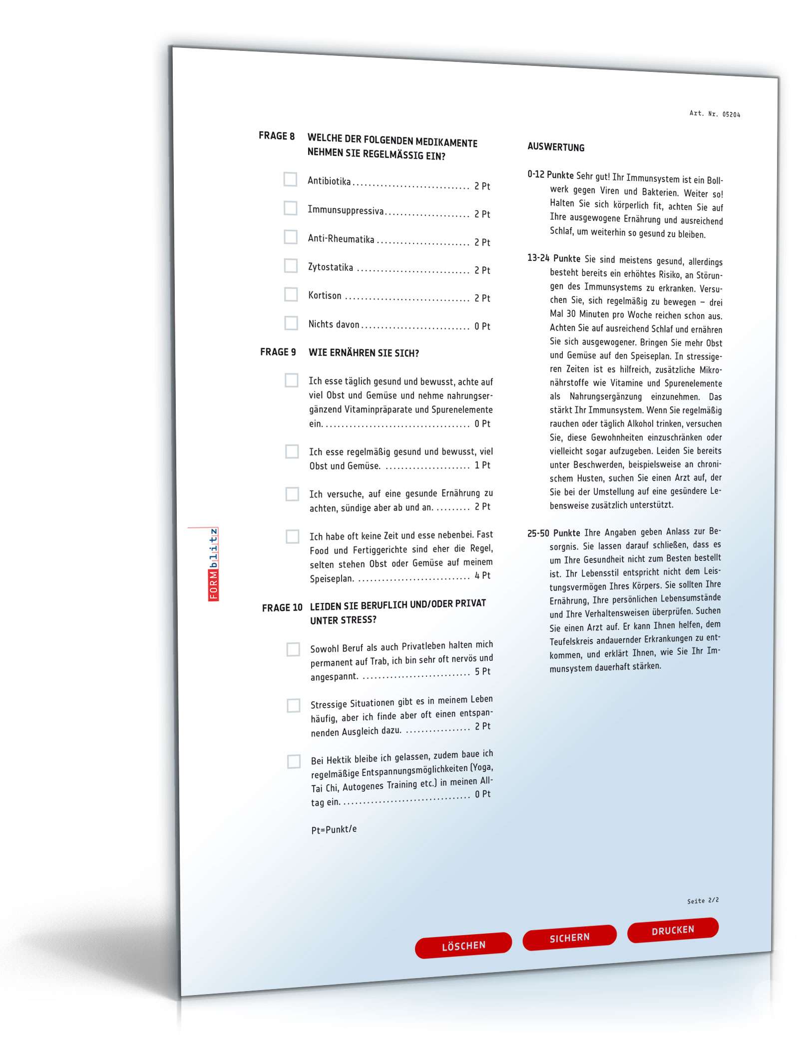 Checkliste Immunsystem PDF. Seite: 2