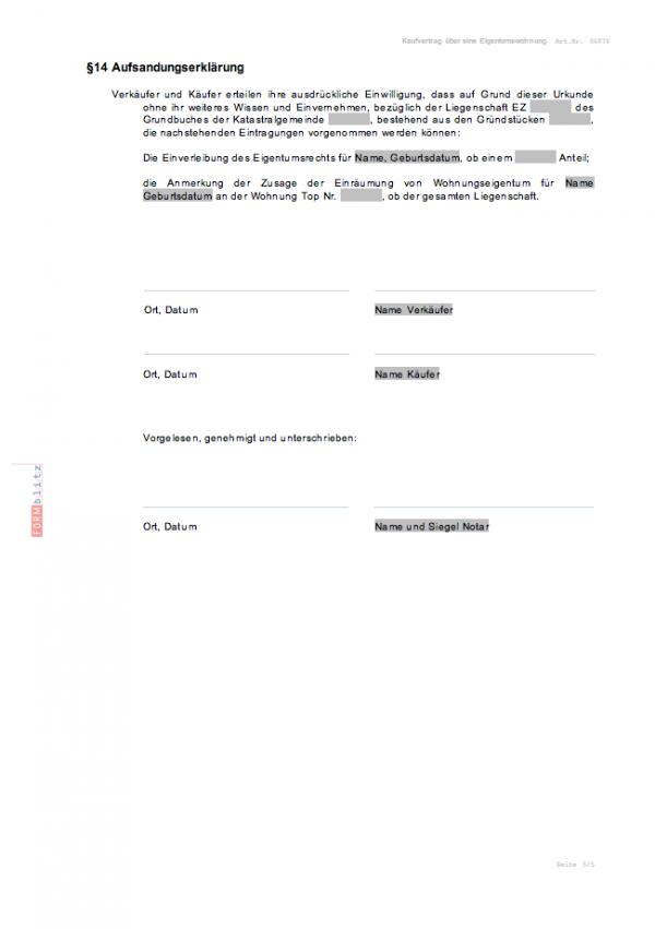 Kaufvertrag über eine Eigentumswohnung Word. Seite: 3