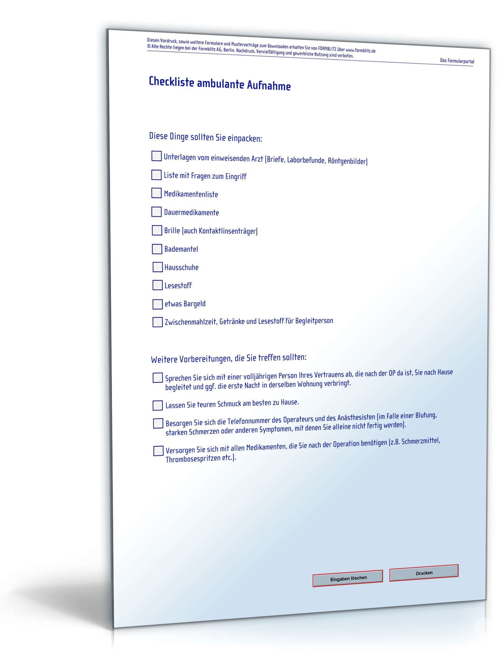 Checkliste ambulante Aufnahme