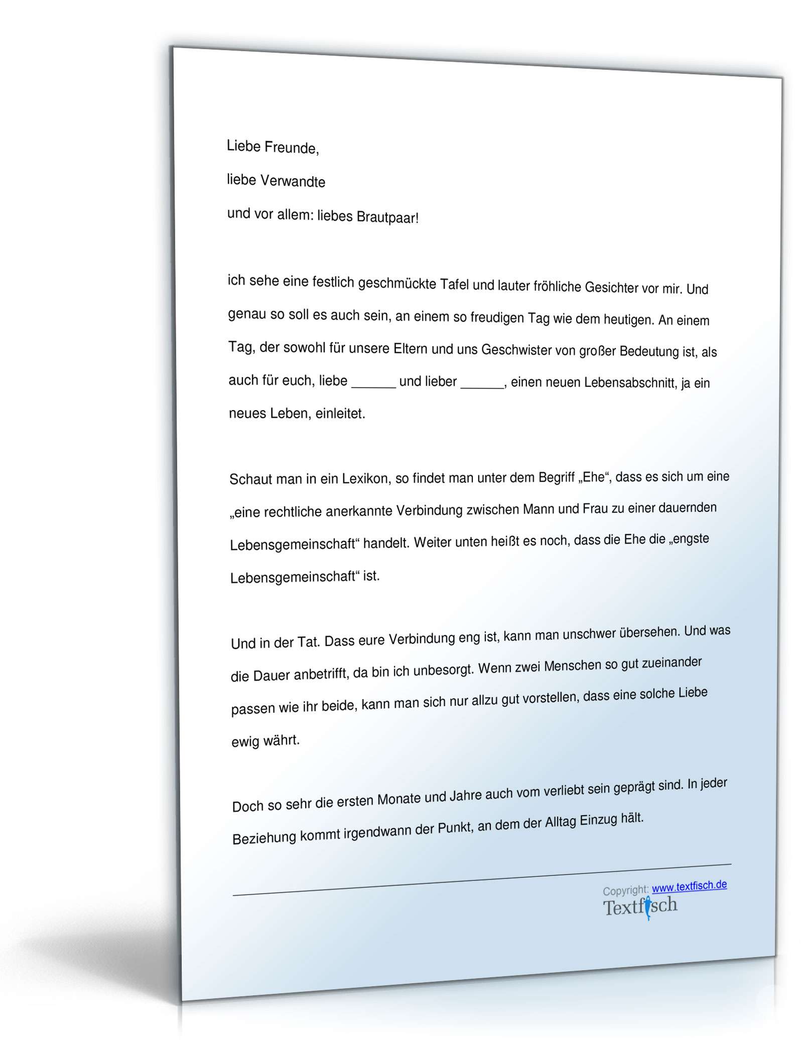 Hochzeitsrede (Bruder oder Schwester des Bräutigams) PDF. Seite: 2