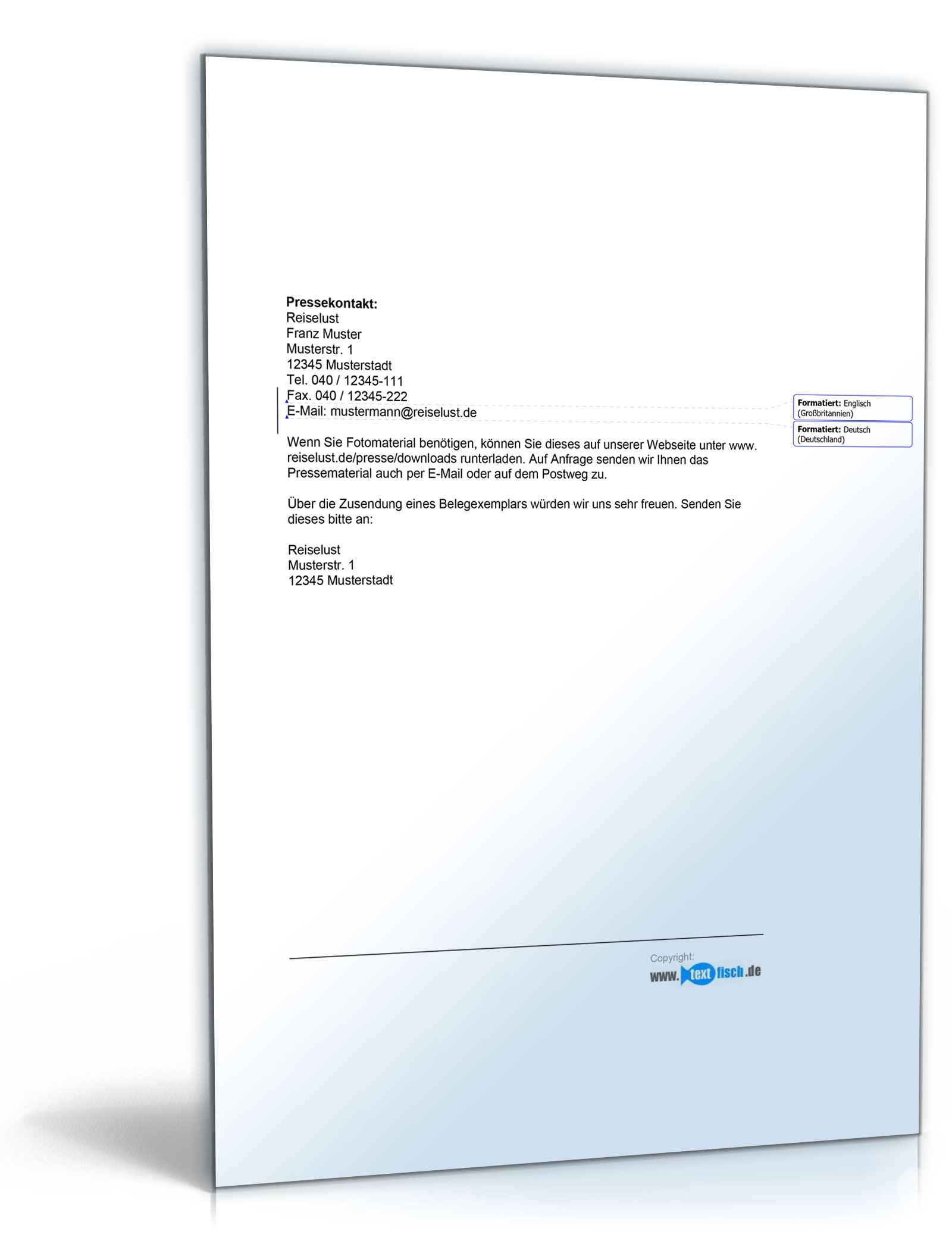 Pressemitteilung über neues Reiseangebot (Reiseveranstalter) PDF. Seite: 2