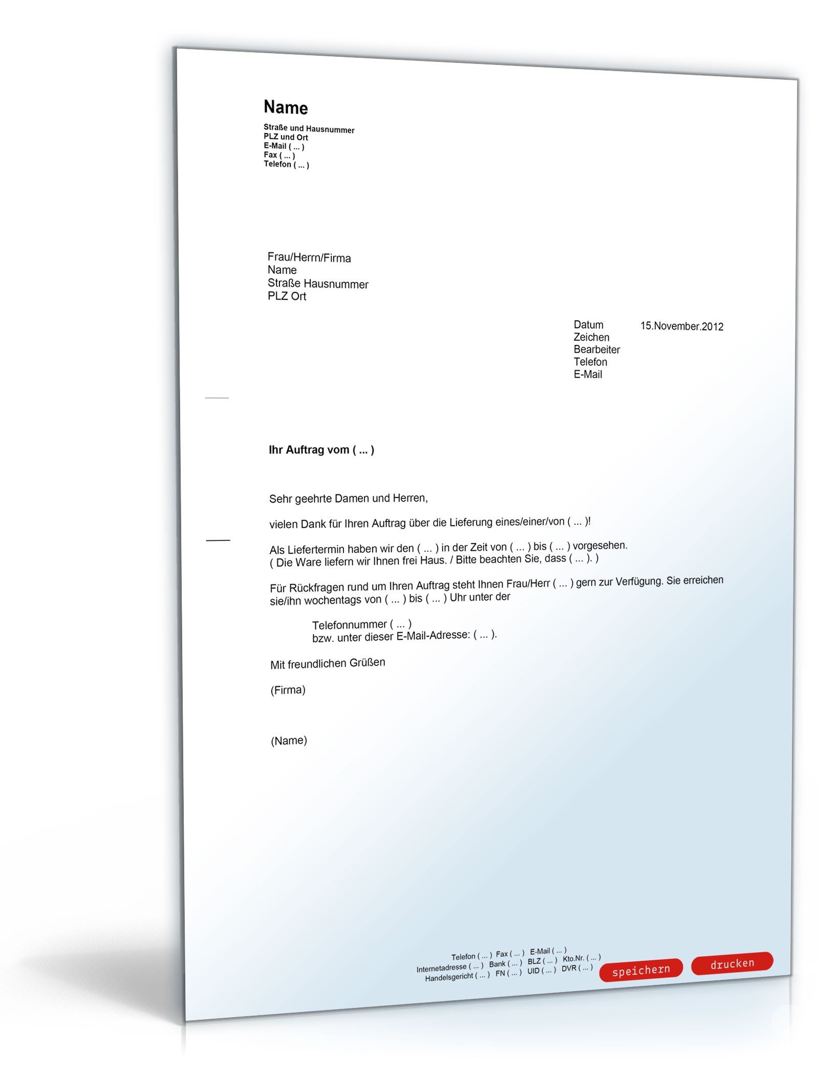 Bestätigung eines Liefertermines PDF