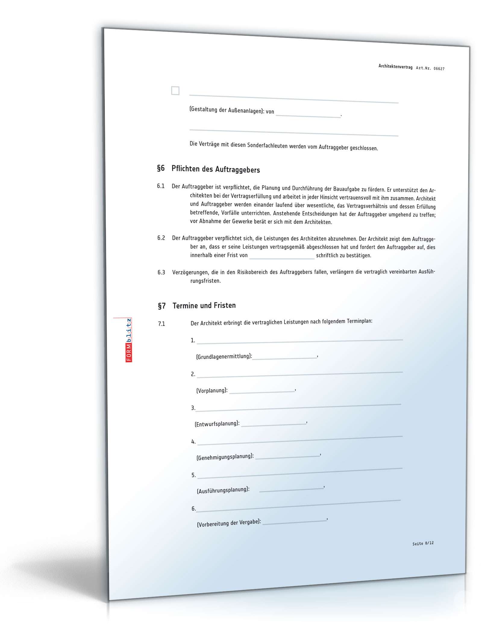 Architektenvertrag PDF. Seite: 8