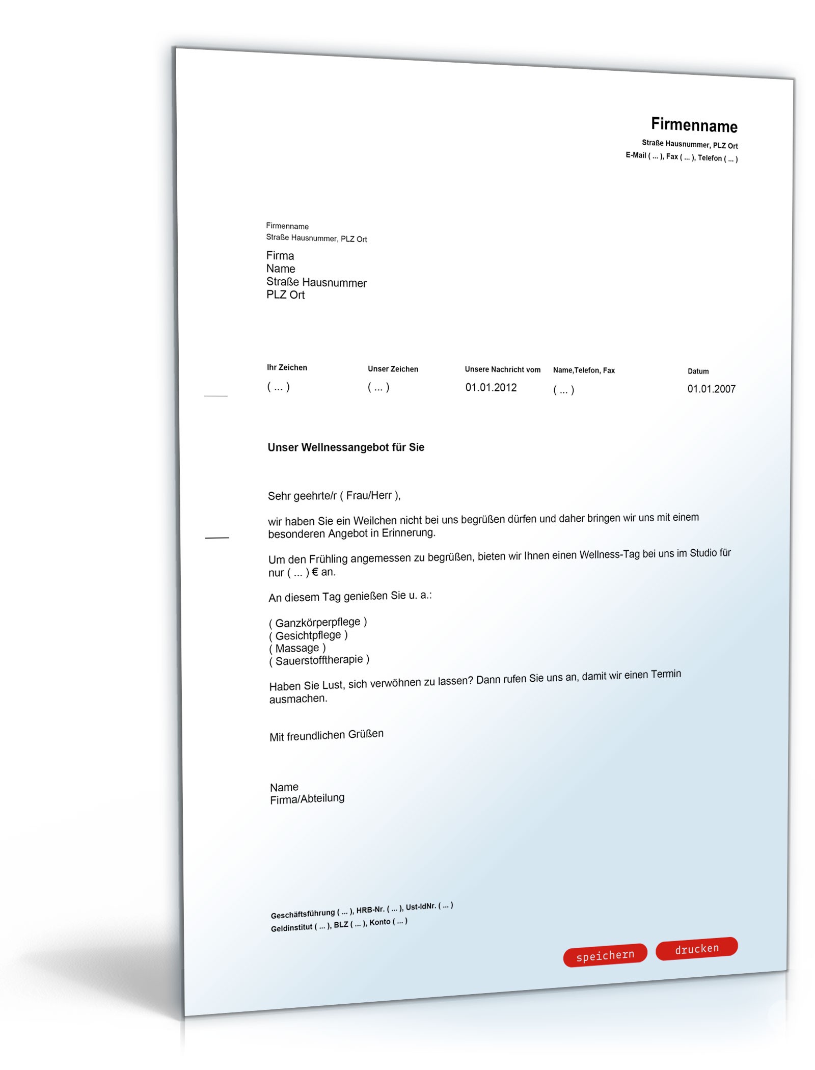 Werbebrief für ein Wellnessangebot PDF