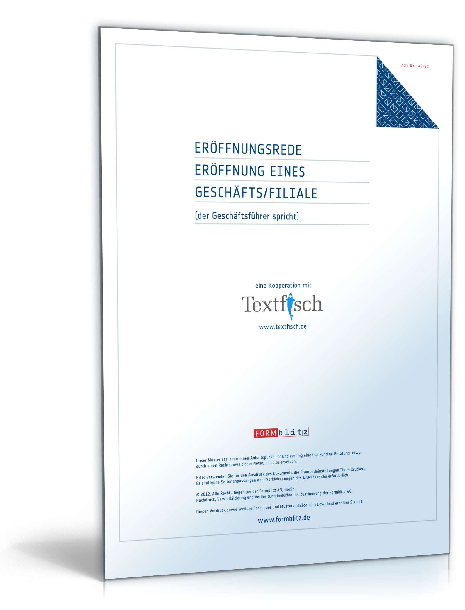 Eröffnungsrede - Eröffnung eines Geschäfts / Filiale PDF