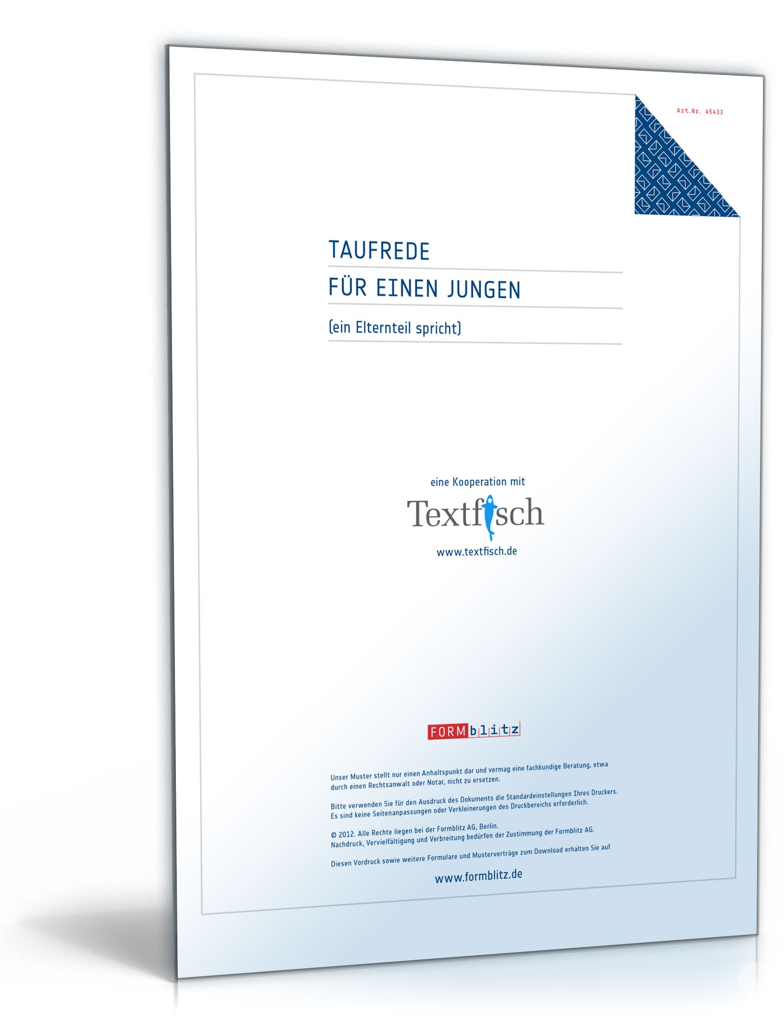 Taufrede für einen Jungen   PDF