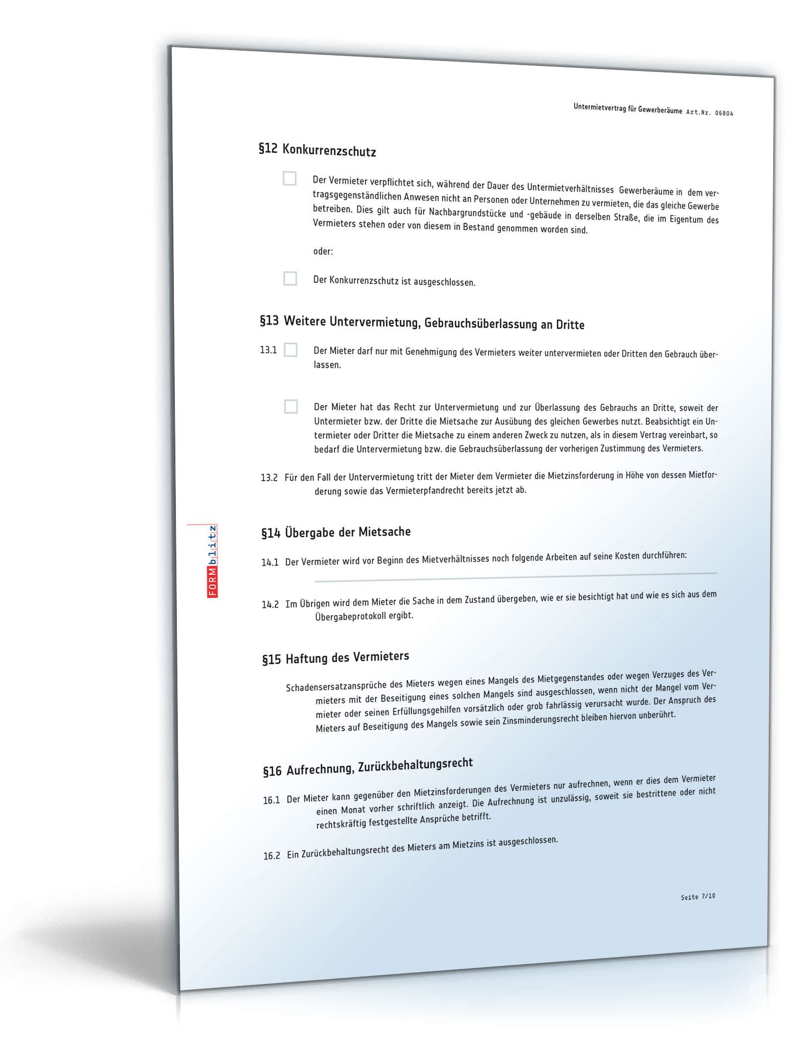 Untermietvertrag für Gewerberäume PDF. Seite: 7