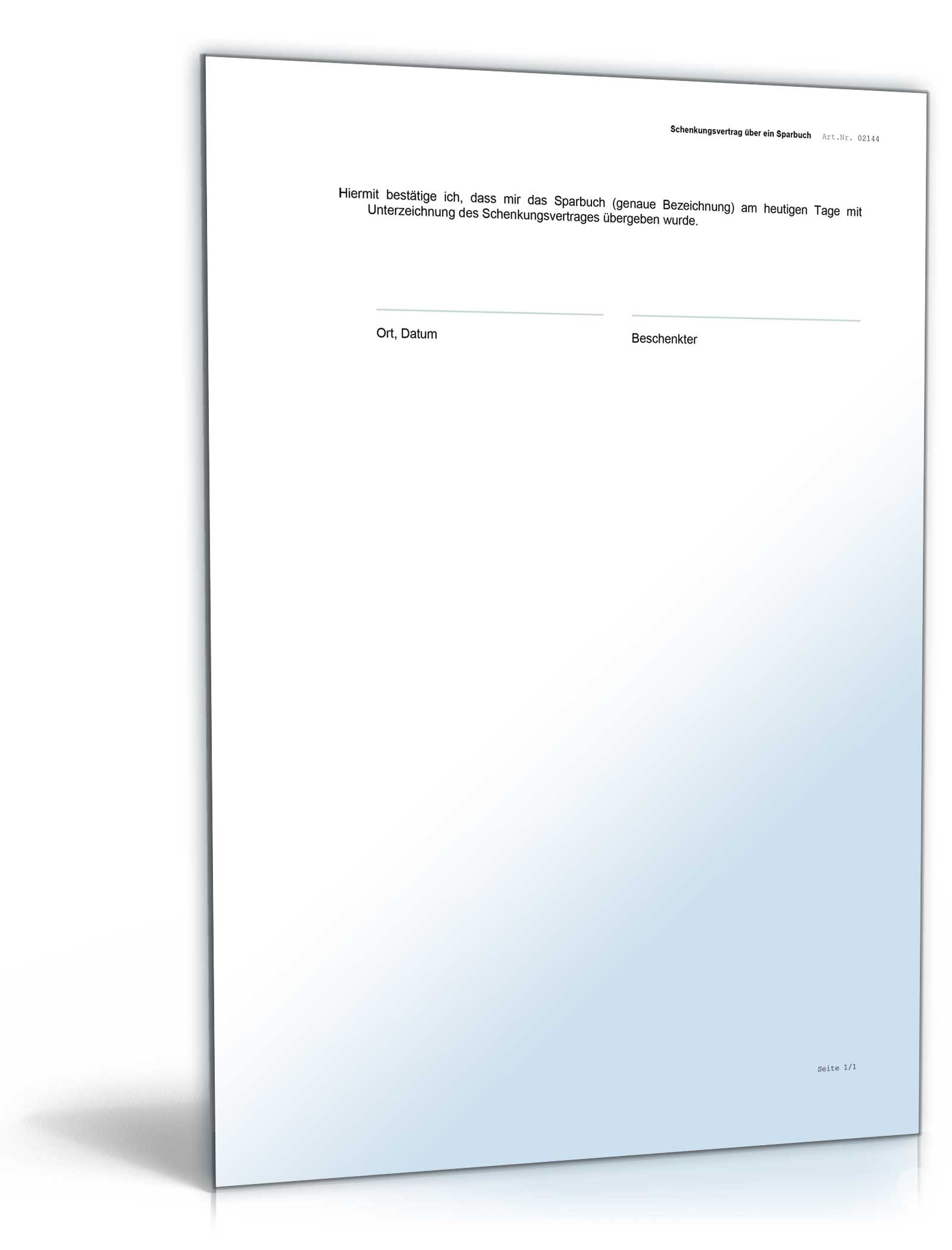 Schenkungsvertrag über ein Sparbuch Word. Seite: 4