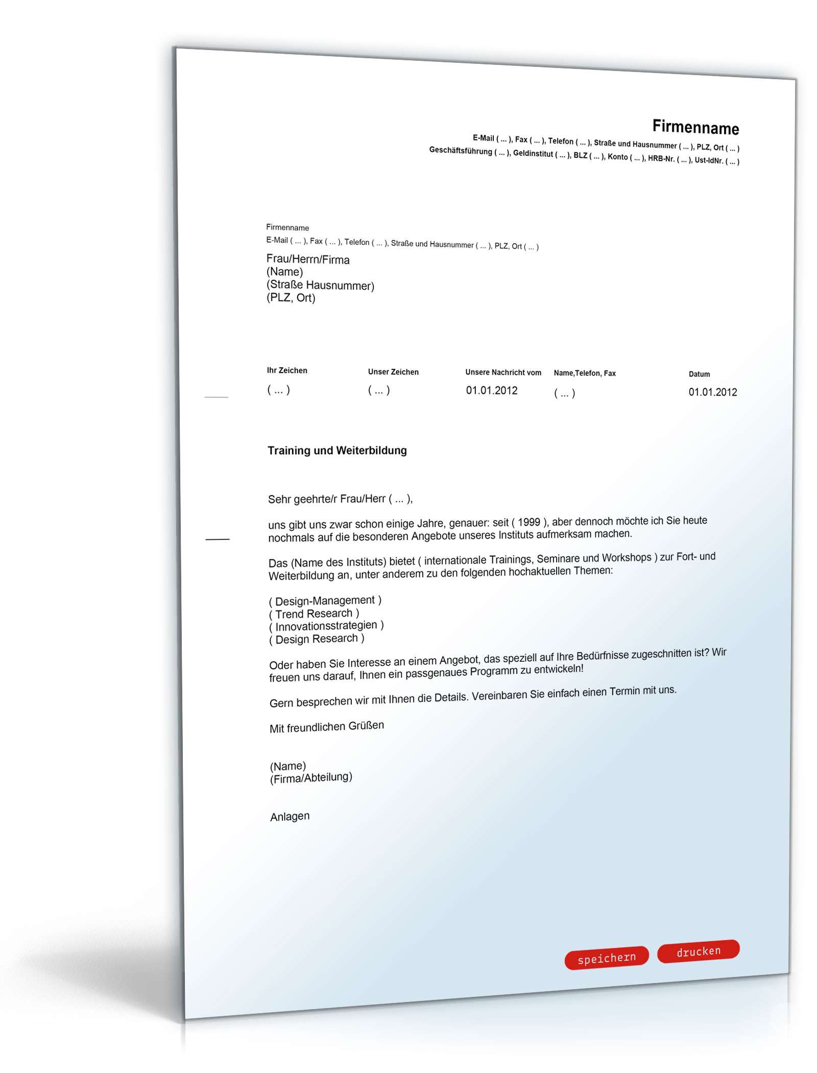 Werbebrief für ein Weiterbildungsinstitut PDF