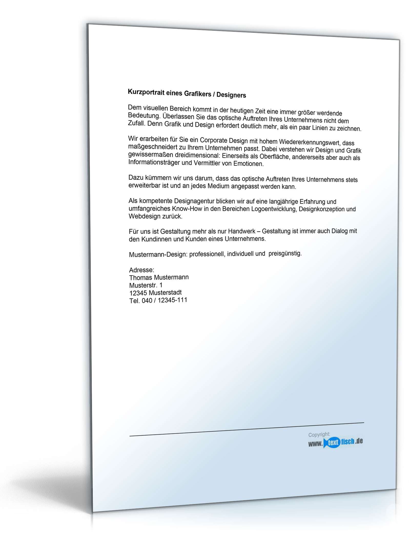 Werbetext für einen Grafiker