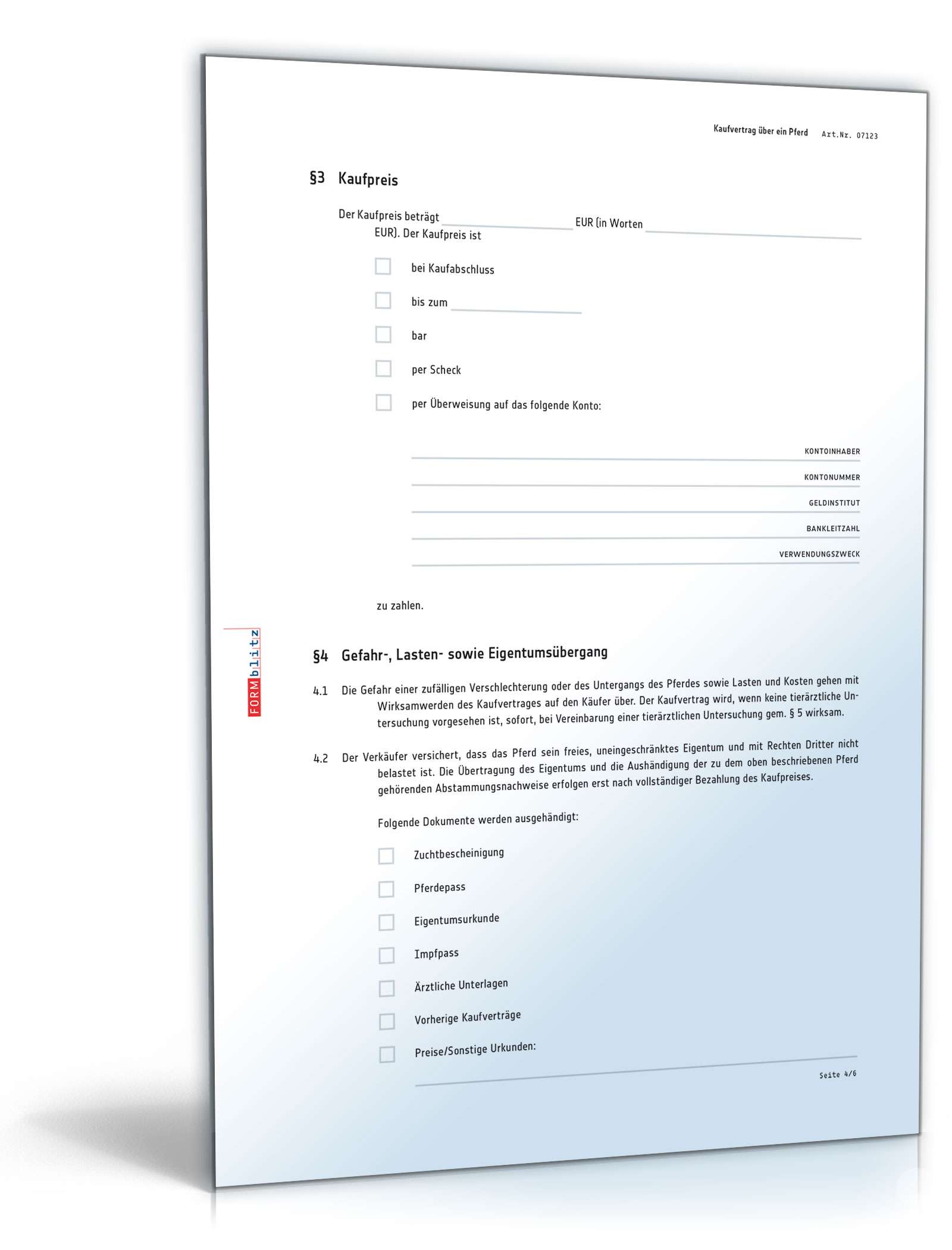 Kaufvertrag über ein Pferd PDF. Seite: 4