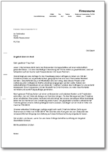 Anfrage an die Bank nach einem Aval Word