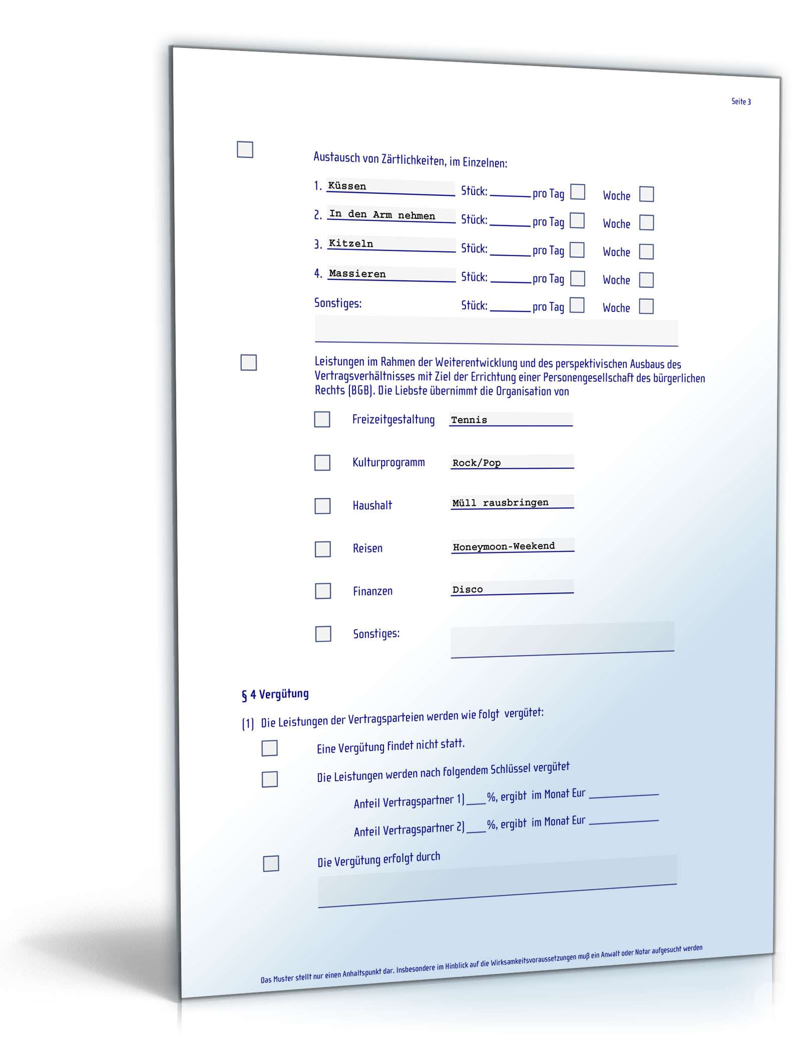 Liebesvertrag PDF. Seite: 3