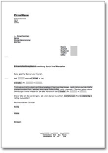 Beschwerde über fehlerhafte Postzustellung Word